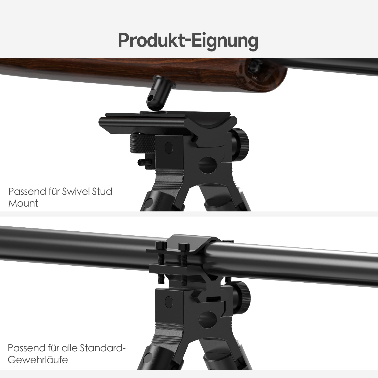 Tactical Rifle Bipod - Schienenmontage und Laufklemme, Einstellbare Höhe von 6,3 bis 6,9 Zoll, für Jagd und Schießen