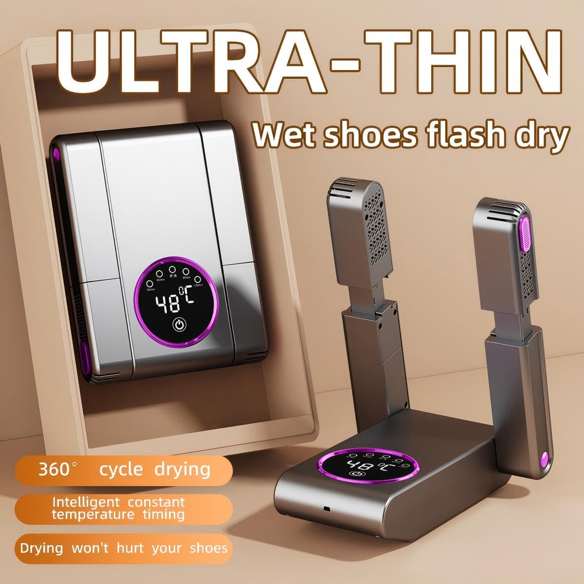 2-in-1 Stiefel & Handschuhtrockner, Deutsche Heißluft-Technologie | 180° verstellbarer Trockenstab & flexible Düsen | Timer & Energiesparmodus | Für Arbeitsstiefel, Sport- und Skischuhe (Schwarz)