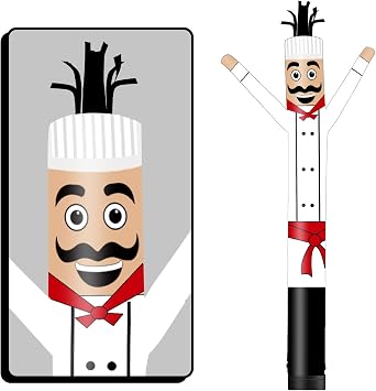 10FT Tall Chef Inflatable Tube Man 12Diameter Wacky Wavy Dancing Guy for Outdoor Decoration Advertising Business Promotion Blower Not Included