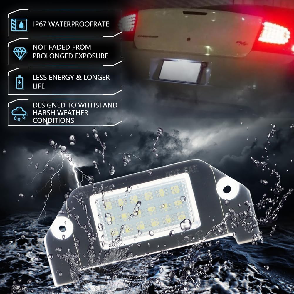 LED License Plate Light for 2005-2014 Dodge Challenger Charger Avenger Magnum Dart, Dodge Charger 18-SMD LED Rear Tag Lamps, 6000K White Lights, 1 Piece