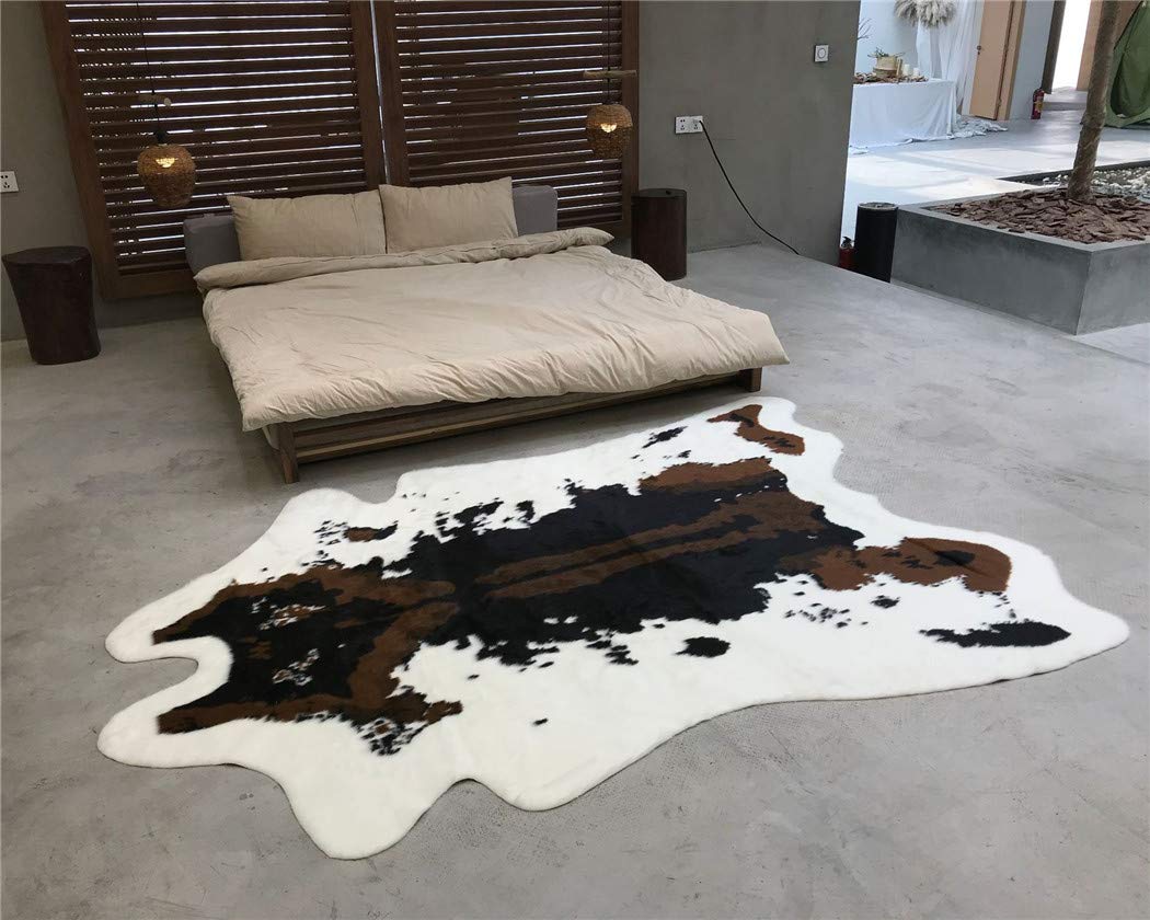 Marbeine Tapis de Sol Imitation Peau de Vache Tapis pour décoration Maison,Fourrure Tapis pour Chambre à Coucher, Salon, Crèche, Salle de Bain,Carpette (170 * 220cm)