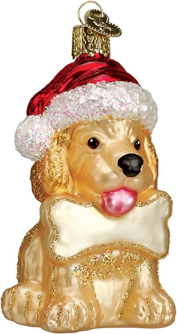 Old World Christmas Jolly Pup Glass Blown Ornament for Christmas Tree, Handcrafted Holiday Decoration, Festive Pet Collection
