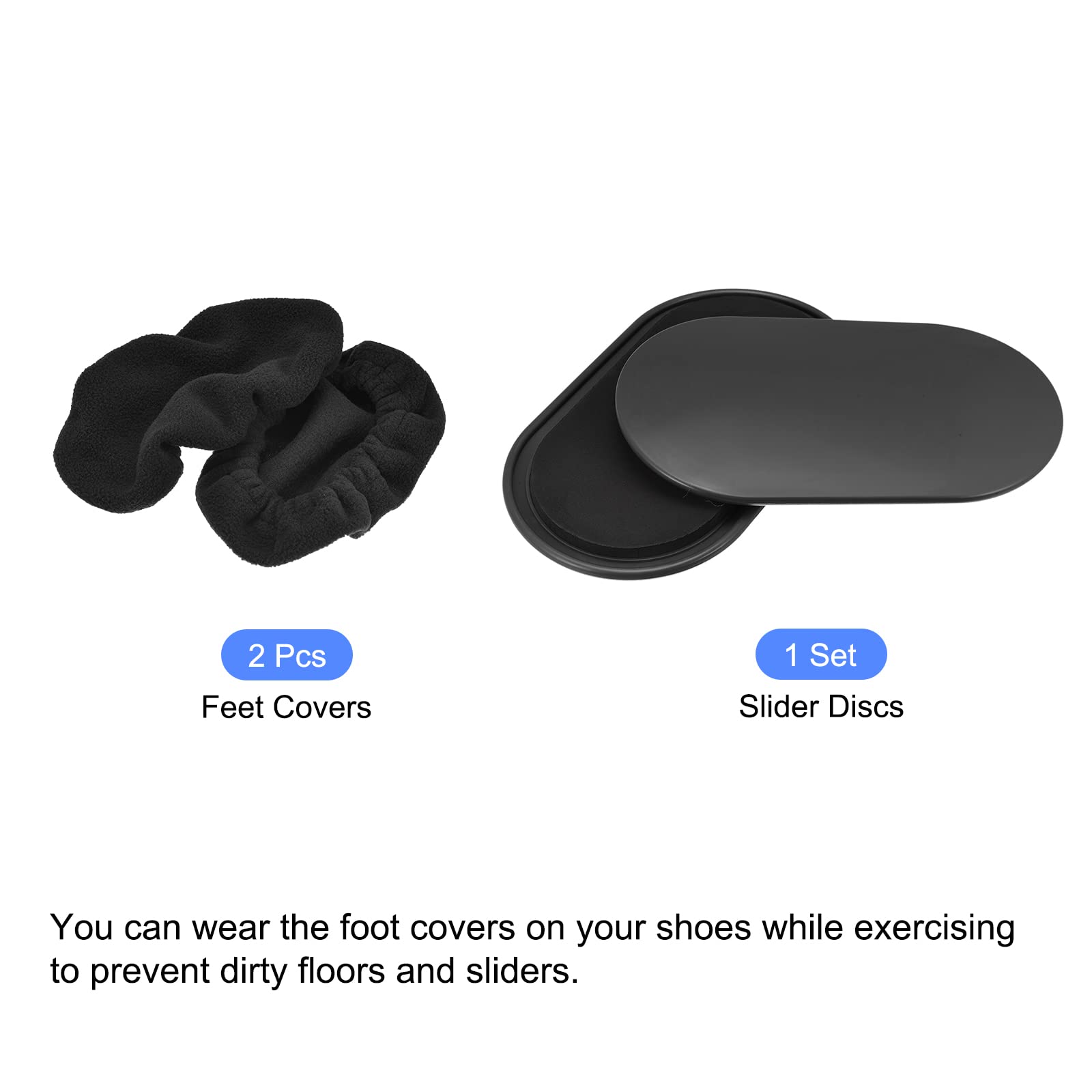 sourcing map Exercise Core Sliders, Oval Glider Discs with Feet Covers, Dual Sided Usage in Home Gym for Full Body Workout