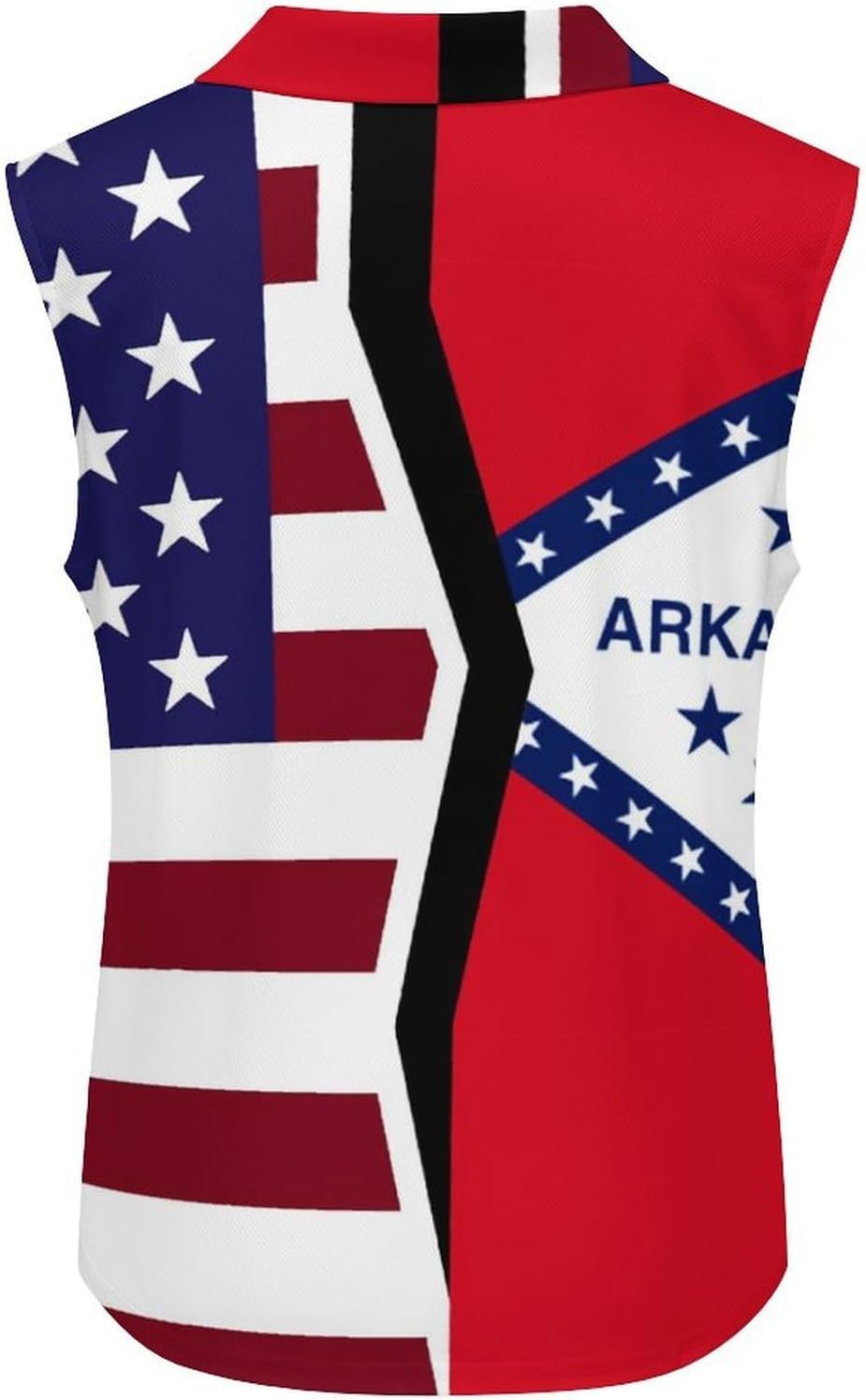 American and Arkansas State Flag Womens Golf Shirts Sleeveless Polo Shirts Collared Tank Tops