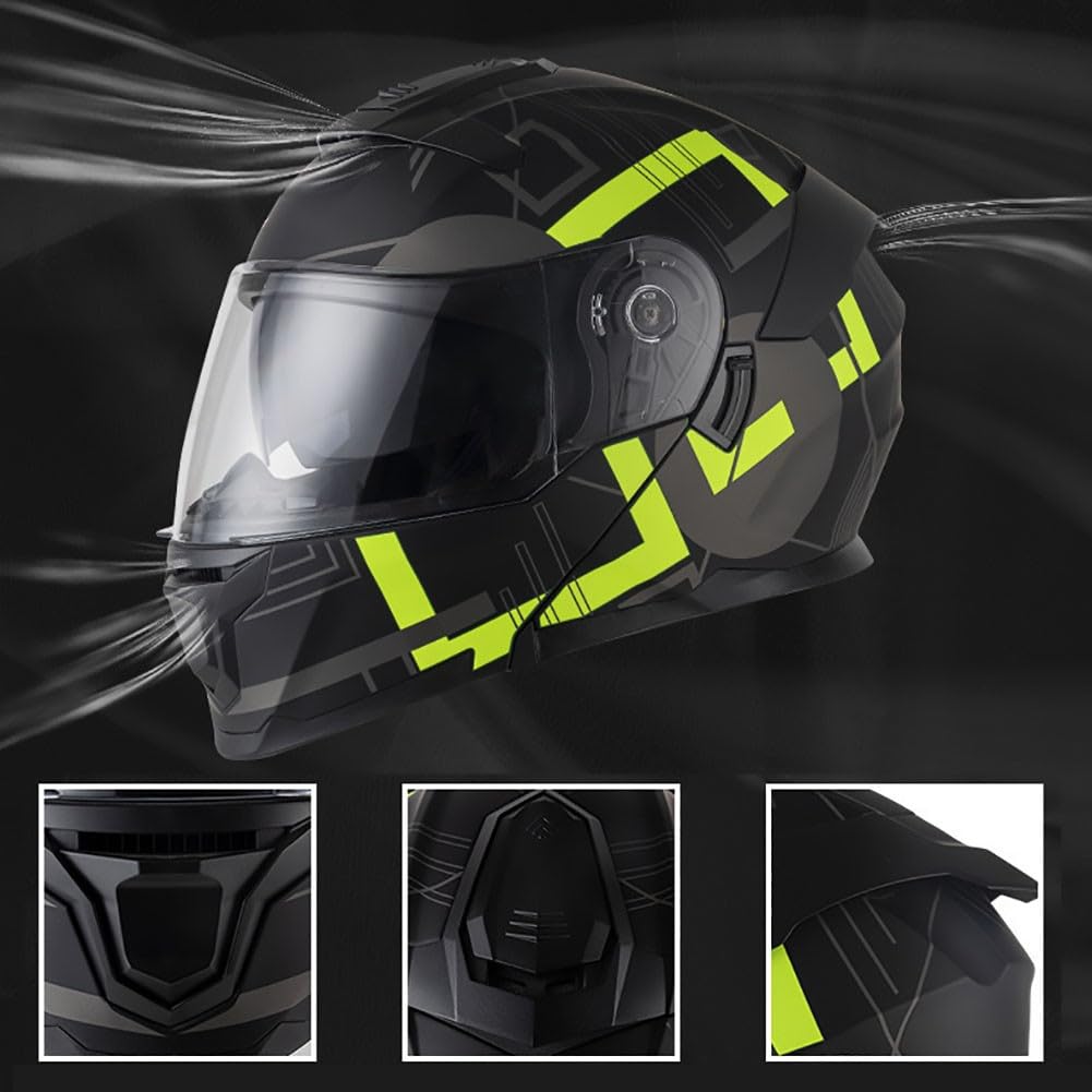 Casque Moto Modulable Double Visière ECE Homologué - Flip-Up Homme Femme Intégral