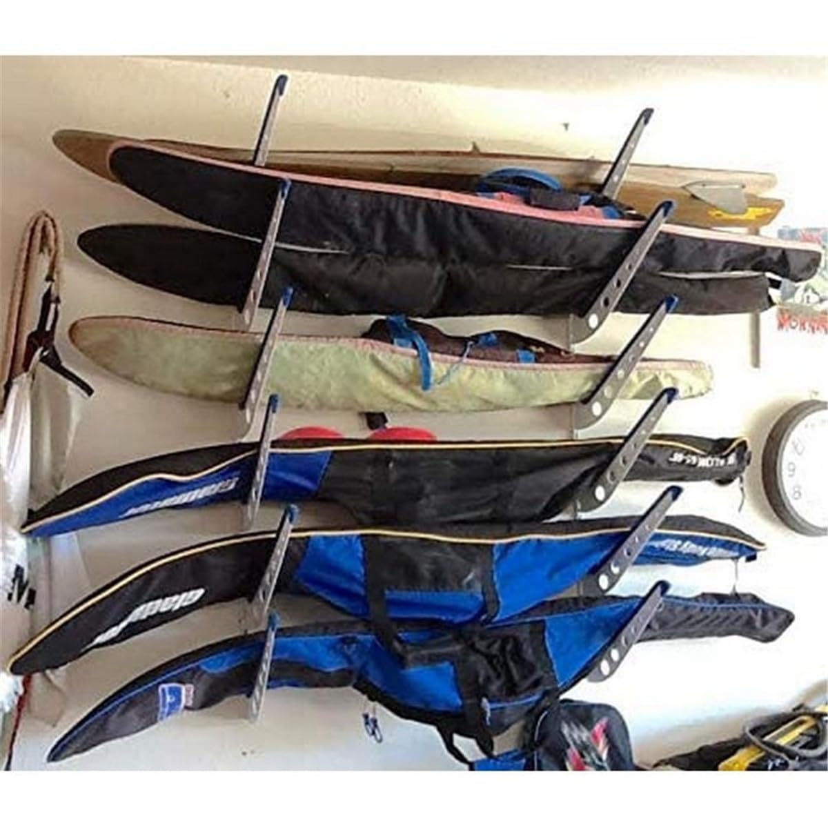 Multiboard-Surf-Rack, Wandhalterung für Surfbrett, Wakeboard, Snowboard-Aufbewahrung, verstellbare Wandaufhänger, Bretter (Schwarz, 4 Ebenen)