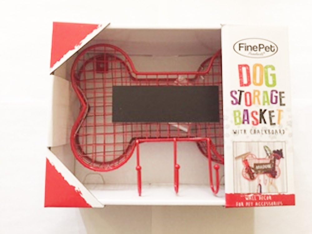 Dog Storage Basket with Chalkboard and Hooks (Red)