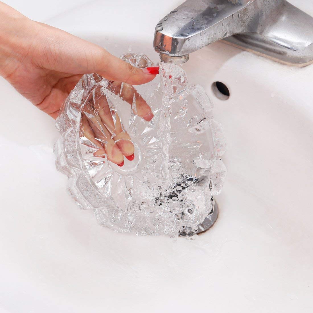 NOBILEA glass Ashtray for Cigarette Smoking Glass Candy Bowl Smoke Collectible Table Decorative (flower) 4