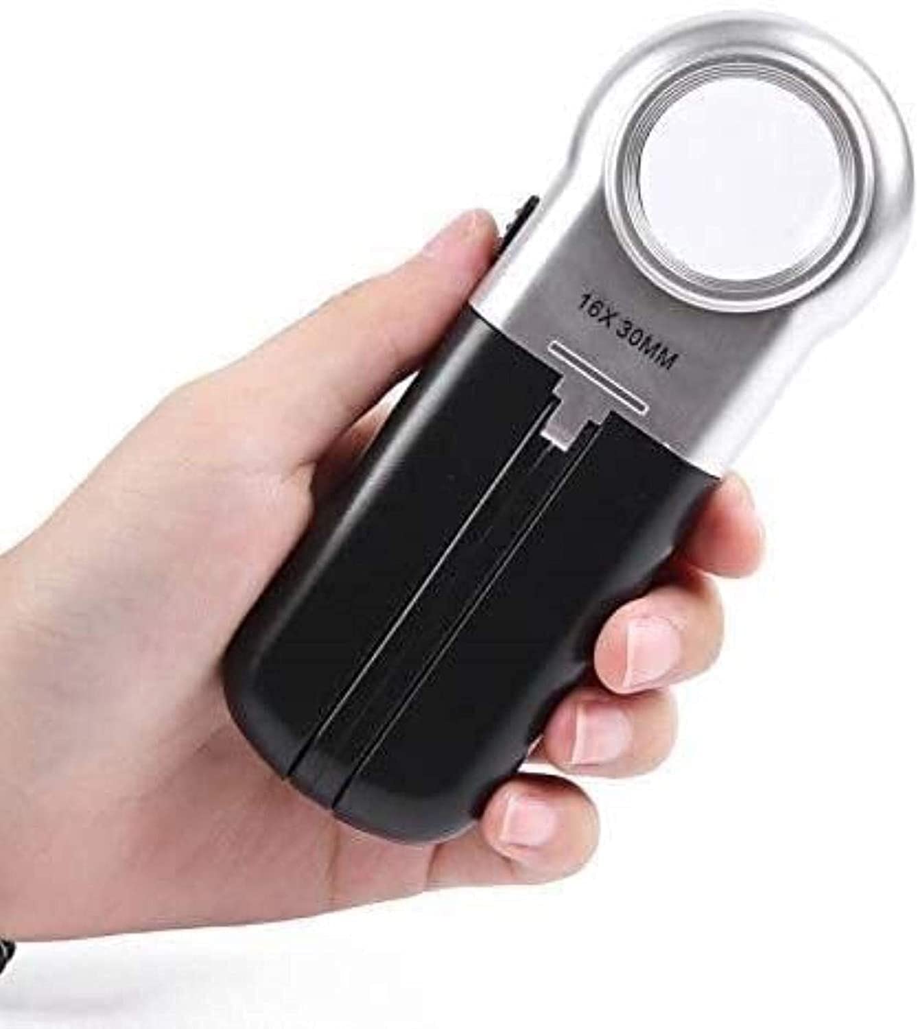 EUQKKWLOY Lupa de 16 aumentos con Lentes de Cristal óptico, Lupa compacta y portátil para tasación de Jade, Lupa de Mano y de Escritorio de Doble Uso.