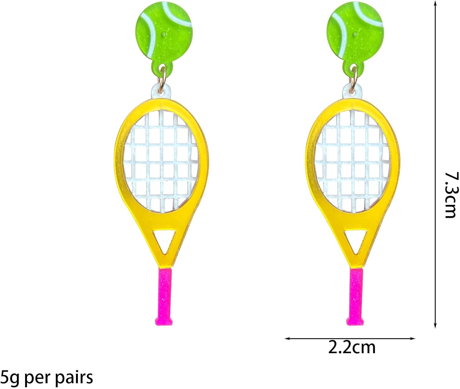 Anmpab Tennis Racket Stud Earrings for Women Cute Tennis Sport Lover Drop Dangle Earrings Statement Jewelry - Image 5