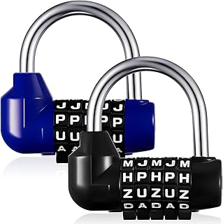 Qunclay 2 Pcs Gym Locker Lock 5 Digit Combination Lock Your Own Word 5 Letter Lock for Gym School Locker Safety Padlock for Sports Locker, Toolbox, Hasp Cabinet Storage, Black, Blue