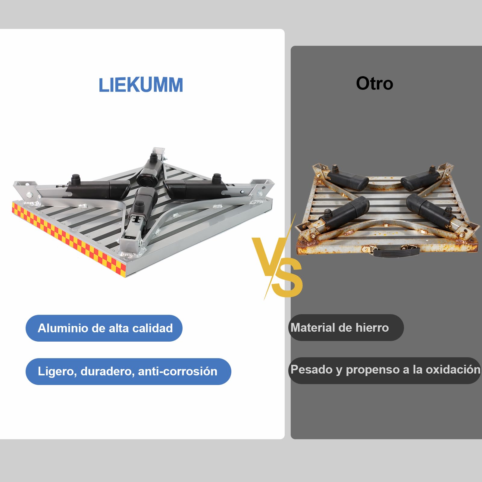 LIEKUMM Taburete Plegable de Aluminio, 48 x 37 cm, con Superficie de Goma Antideslizante, hasta 450 kg, Adecuado para Cocina, Autocaravana, SUV, Caravana, o como reposapiés para el hogar