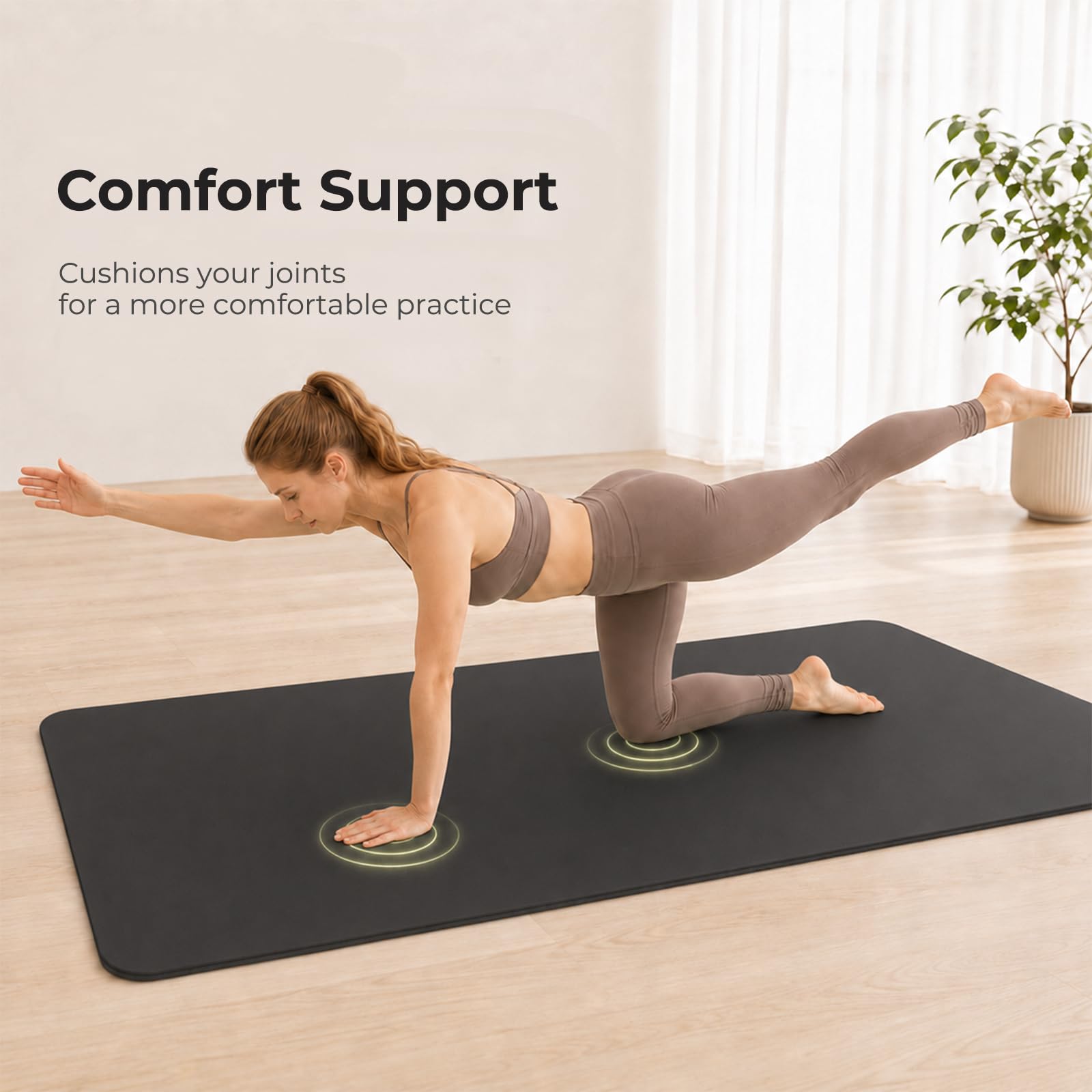Tappetino da yoga spesso in TPE (8 mm), antiscivolo, ecologico, con tracolla per il trasporto, comodo tappetino fitness per yoga, pilates ed esercizi a casa (182,9 x 61 cm)