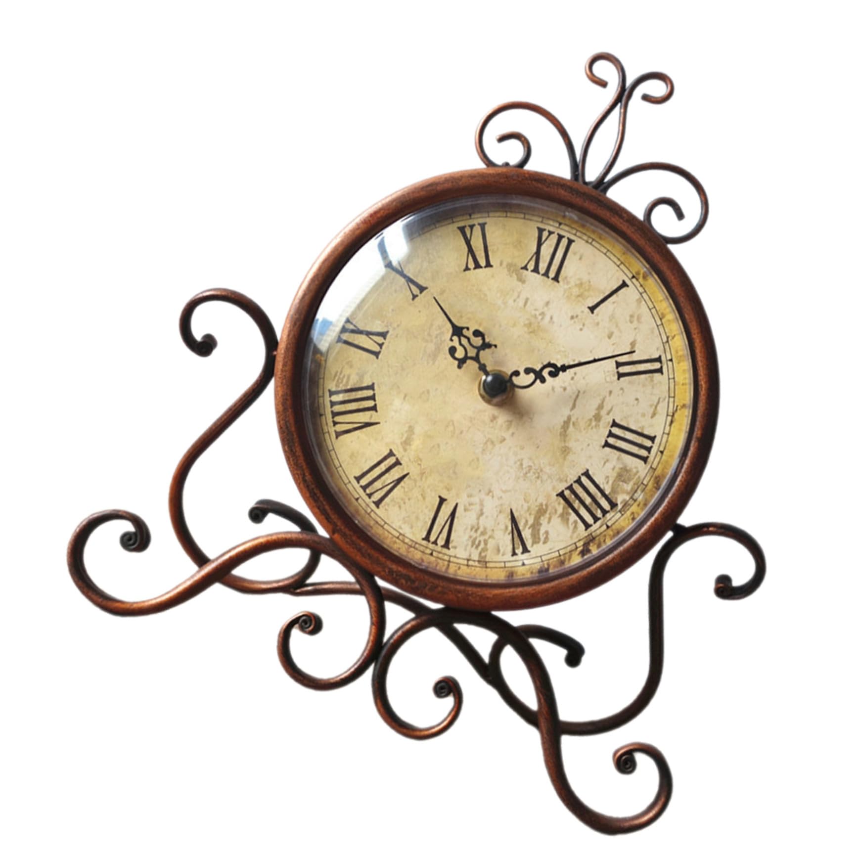 Reloj de mesa retro vintage de hierro y vidrio decorativo para salon y oficina mediano