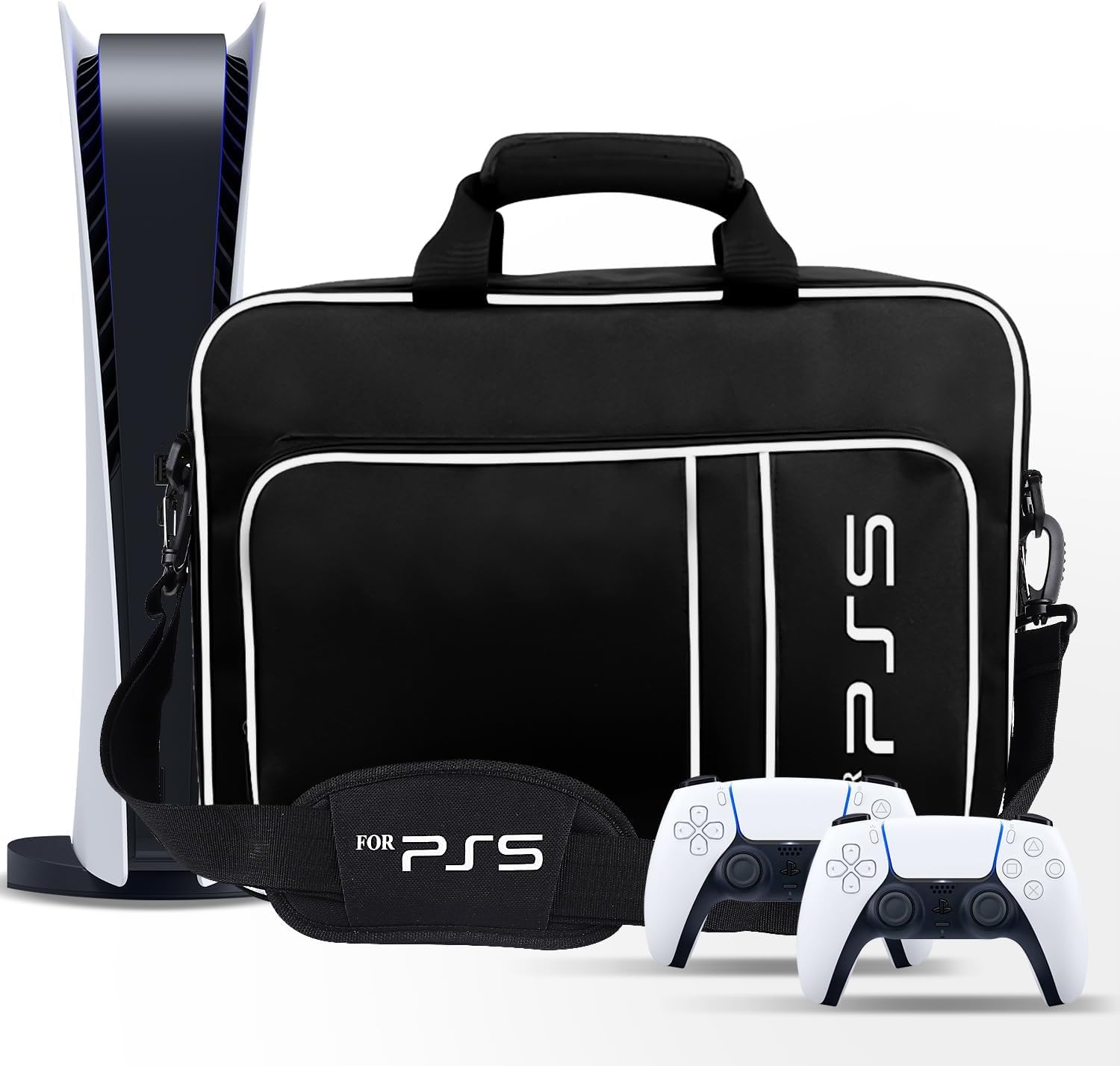 Carrying Case for PS5 , Travel Case for PS5 Protective ,Case Bag Suitable for PS5 Disc/Digital Console, Controllers, Game Cards, Gaming Headset and Other Accessories (Black)