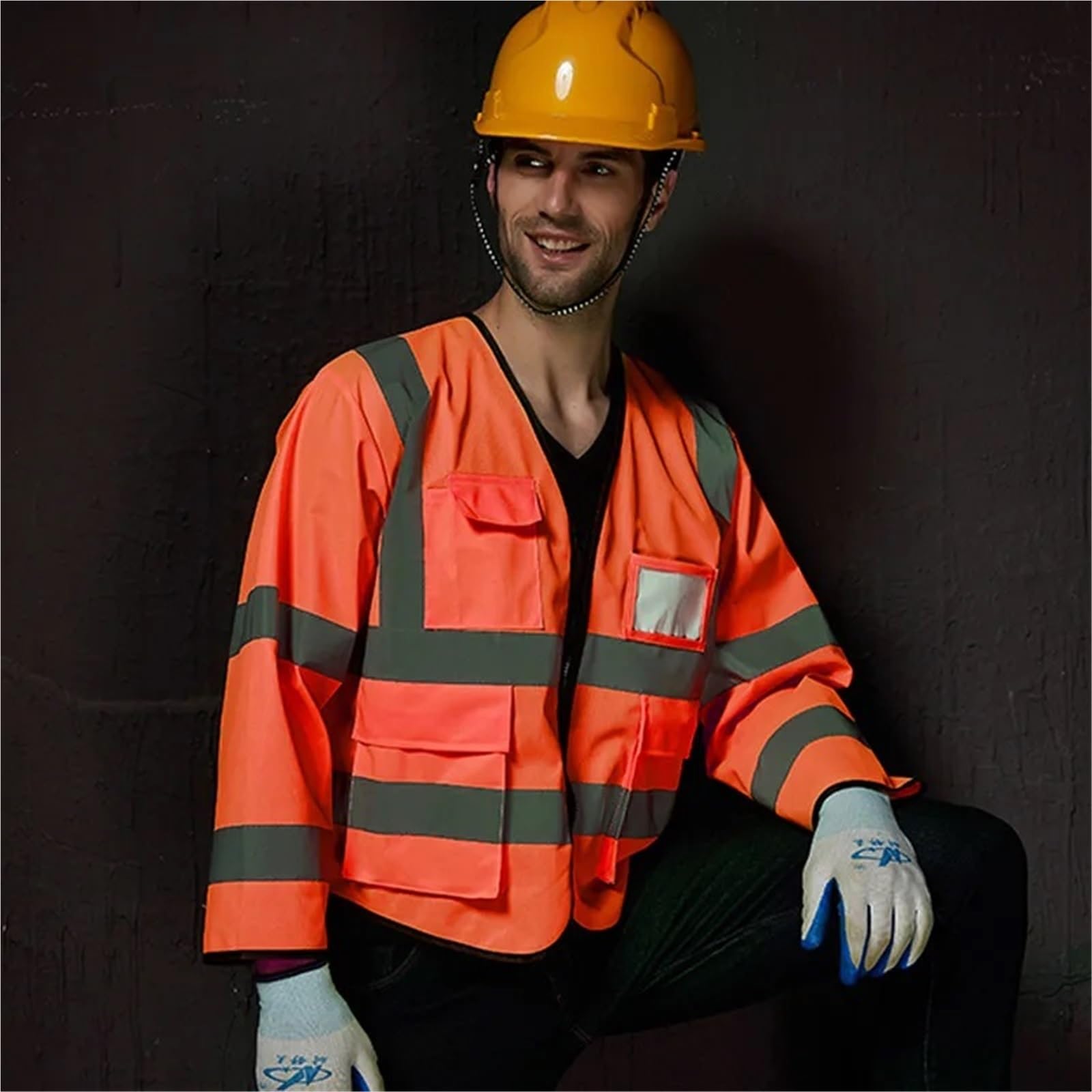 Chaleco reflectante de alta visibilidad, Chaleco de alta visibilidad Manga larga Reflectante Ropa trabajo sanitaria unisex Multicolor M(Gelb)