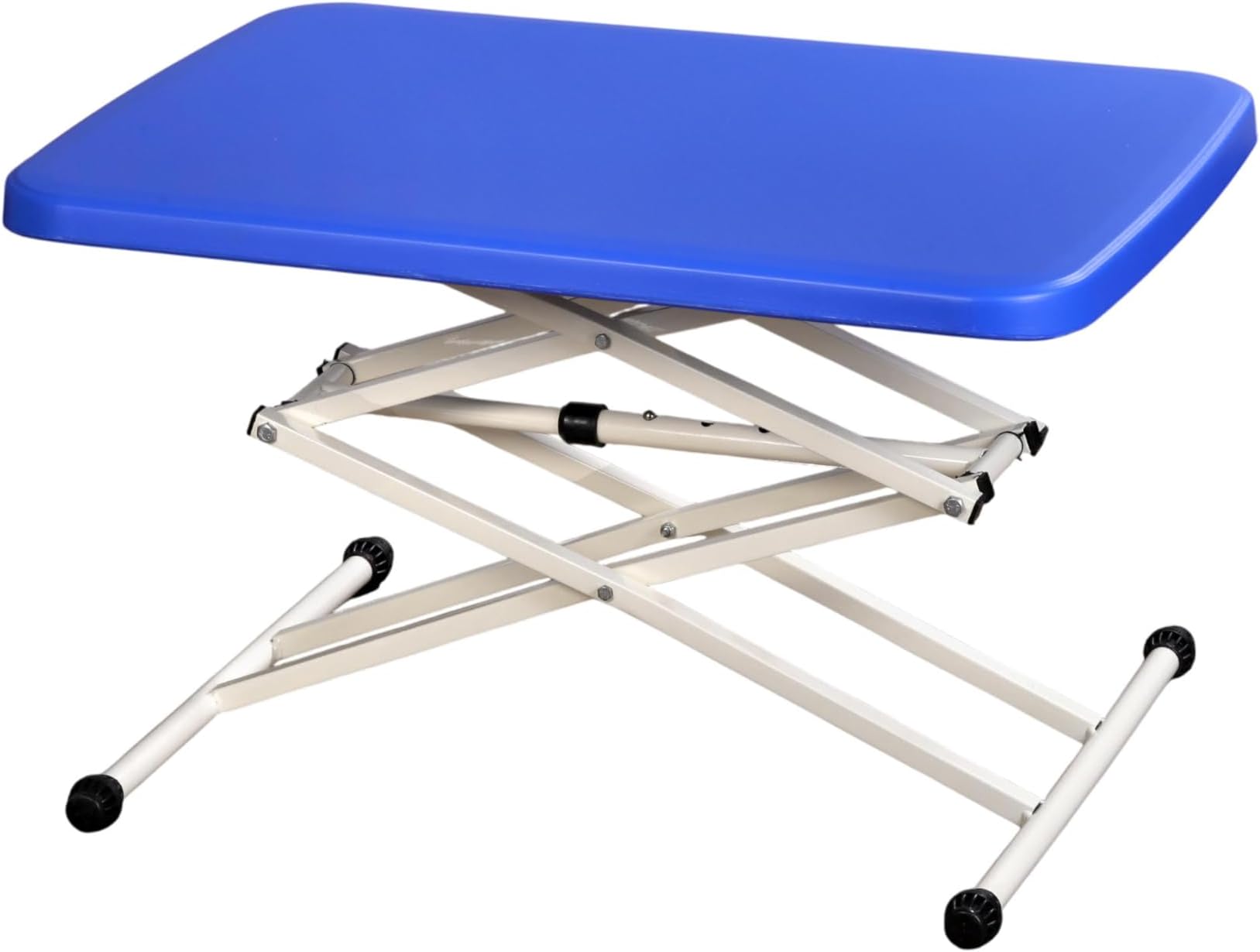 Supreme Furniture Scissor Multi Purpose Foldable Rectangular Plastic Table, Height Adjustable Portable Design, Study, Office, Work from Home, School, Living Room, Laptop, Bed Use (Blue)