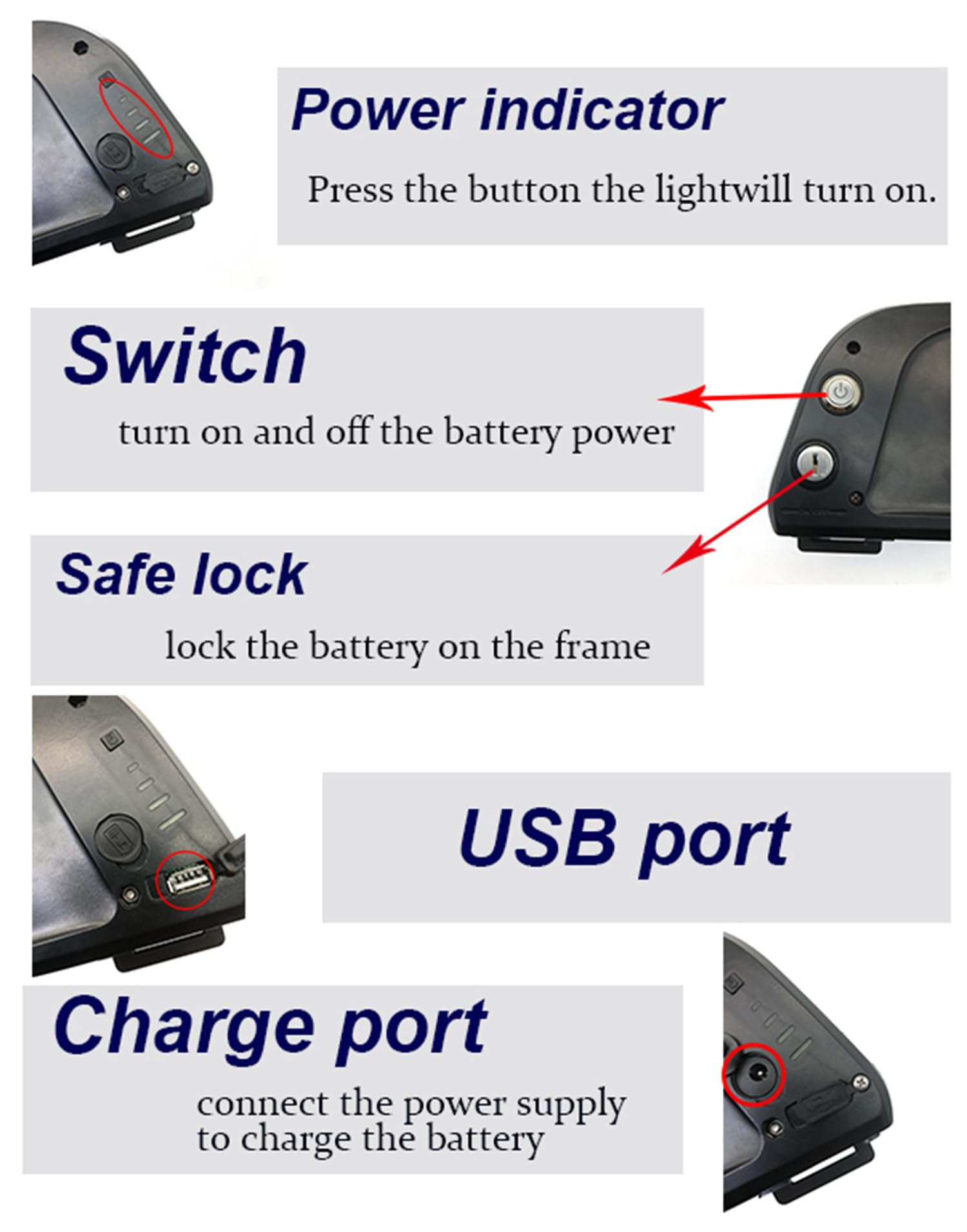 Batterie EBike 36v15Ah, 48V 10,4Ah/12Ah pour 36V48V 250W 500W avec BMS et Chargeur