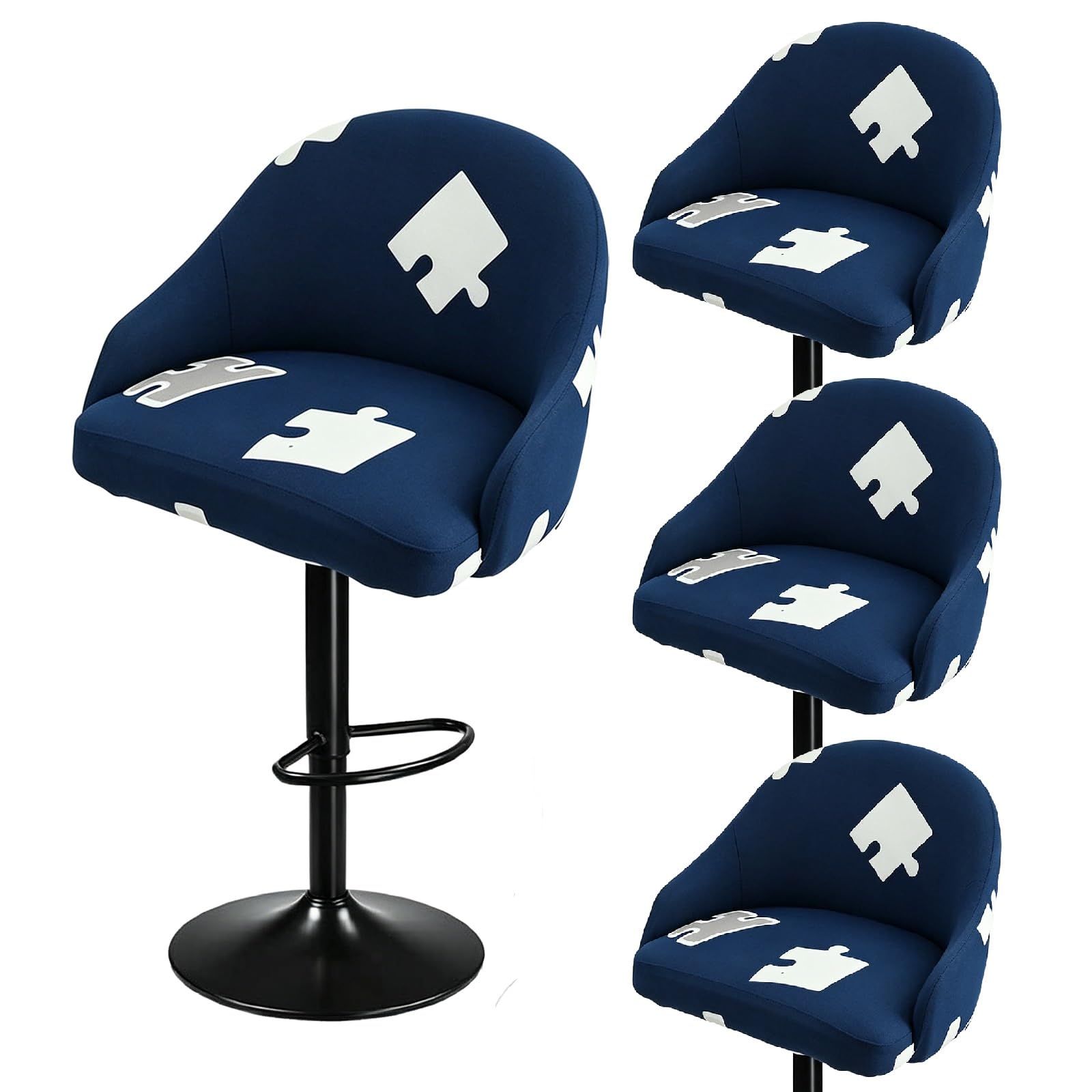 CiauCh Bar Stools Cover,Short Back Chair Cover, Swivel Chair Slipcovers with Back, Stretch Bar Stool Chair Slipcovers with Round Backs Arms Curved Accent