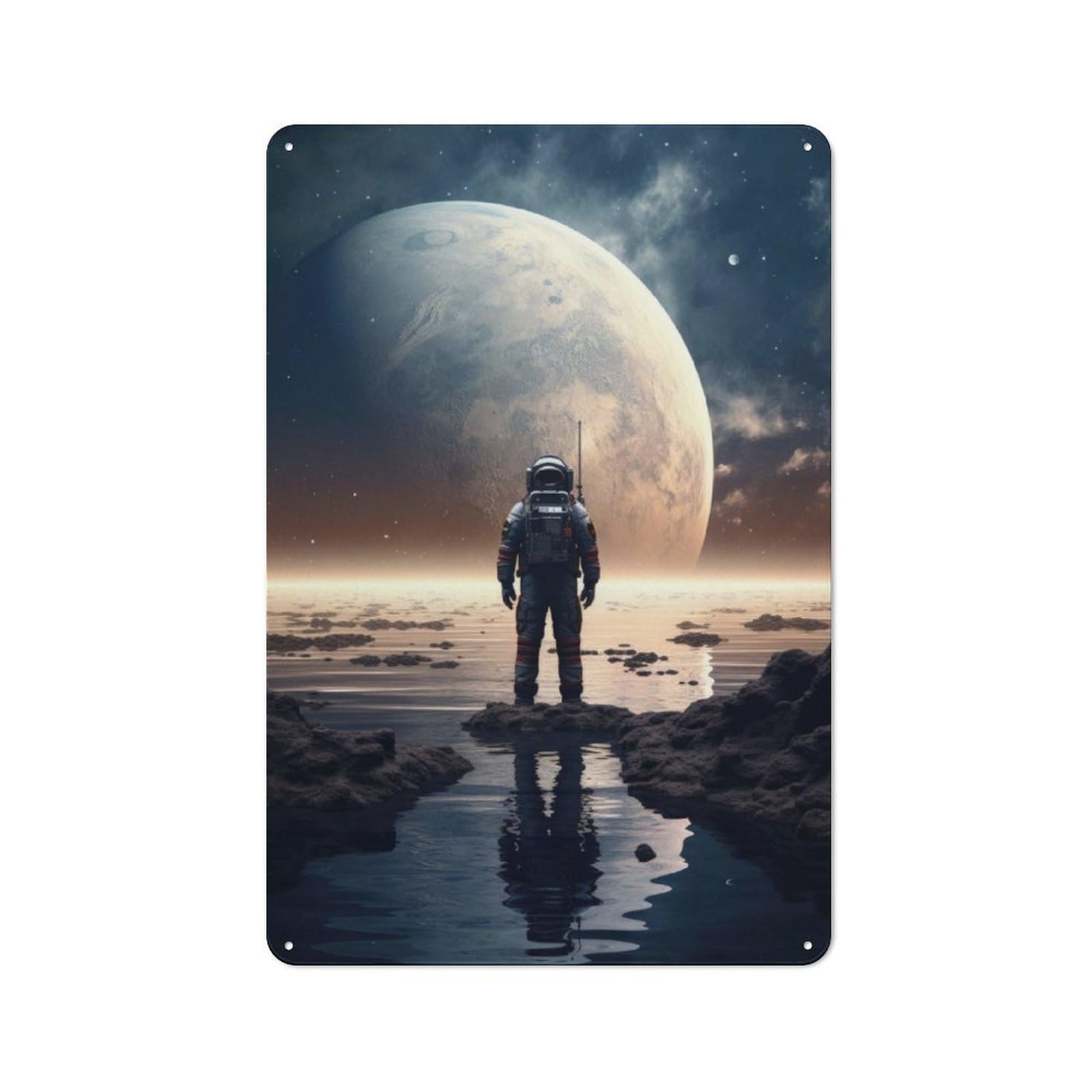 Junmoney Futuristic Space Travel Printed Metal Sign 30X20cm For Pub Or Café, With Clear Industrial Wall Decor Character