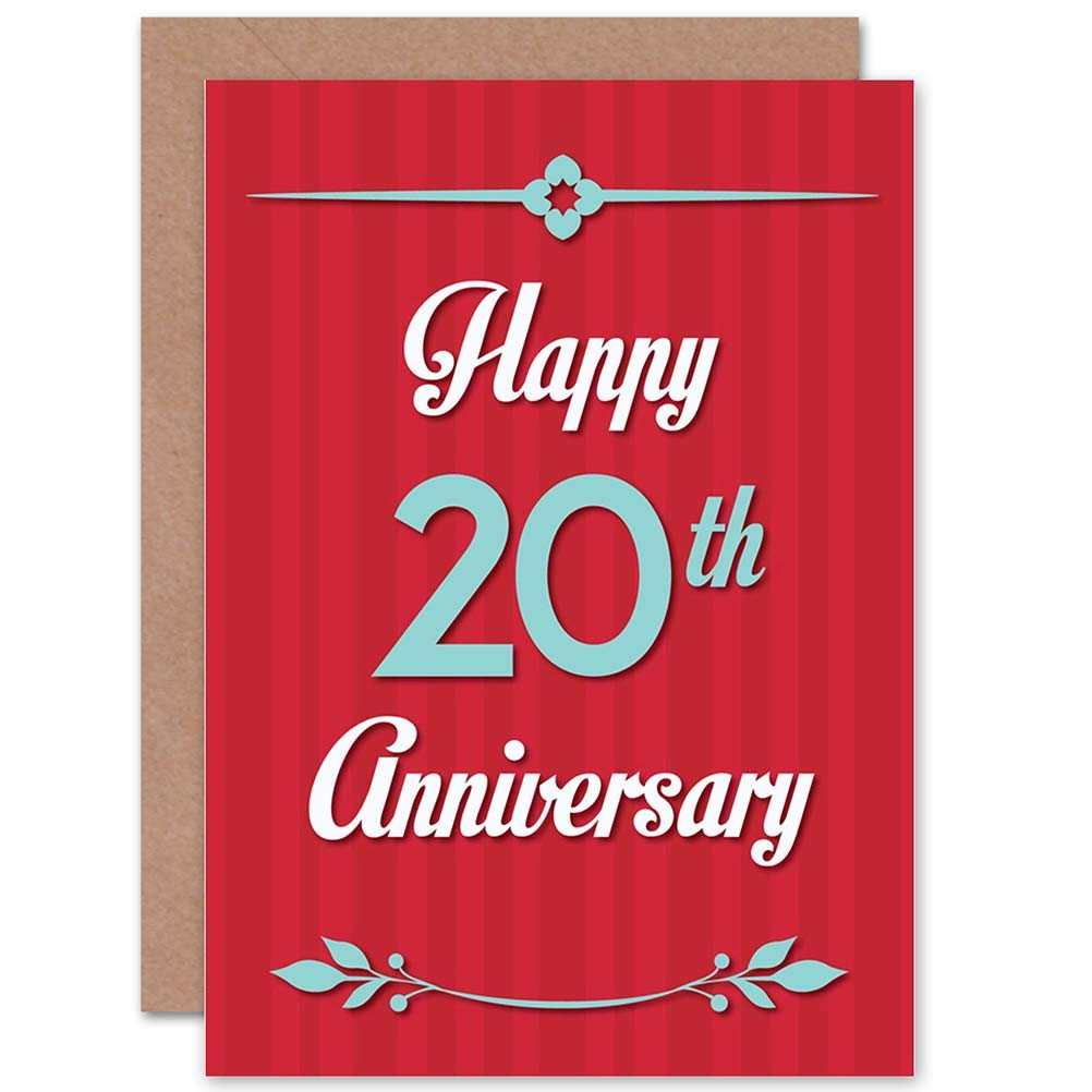 Anniversary Happy 20Th Twentieth Blank Greeting Card With Envelope