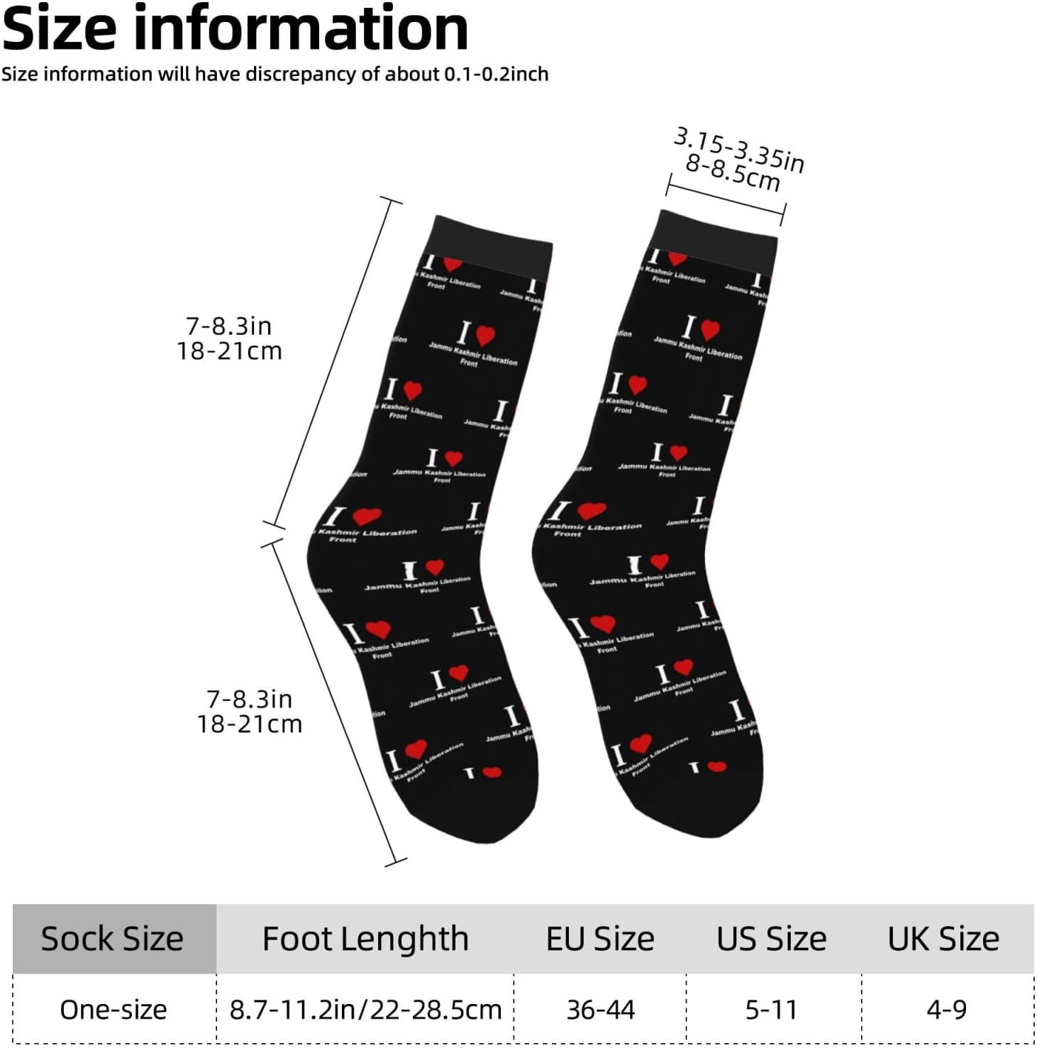 I love Jammu Kashmir Liberation Front Socks For Men Women Sport Crew Athletic Running Wicking Socks