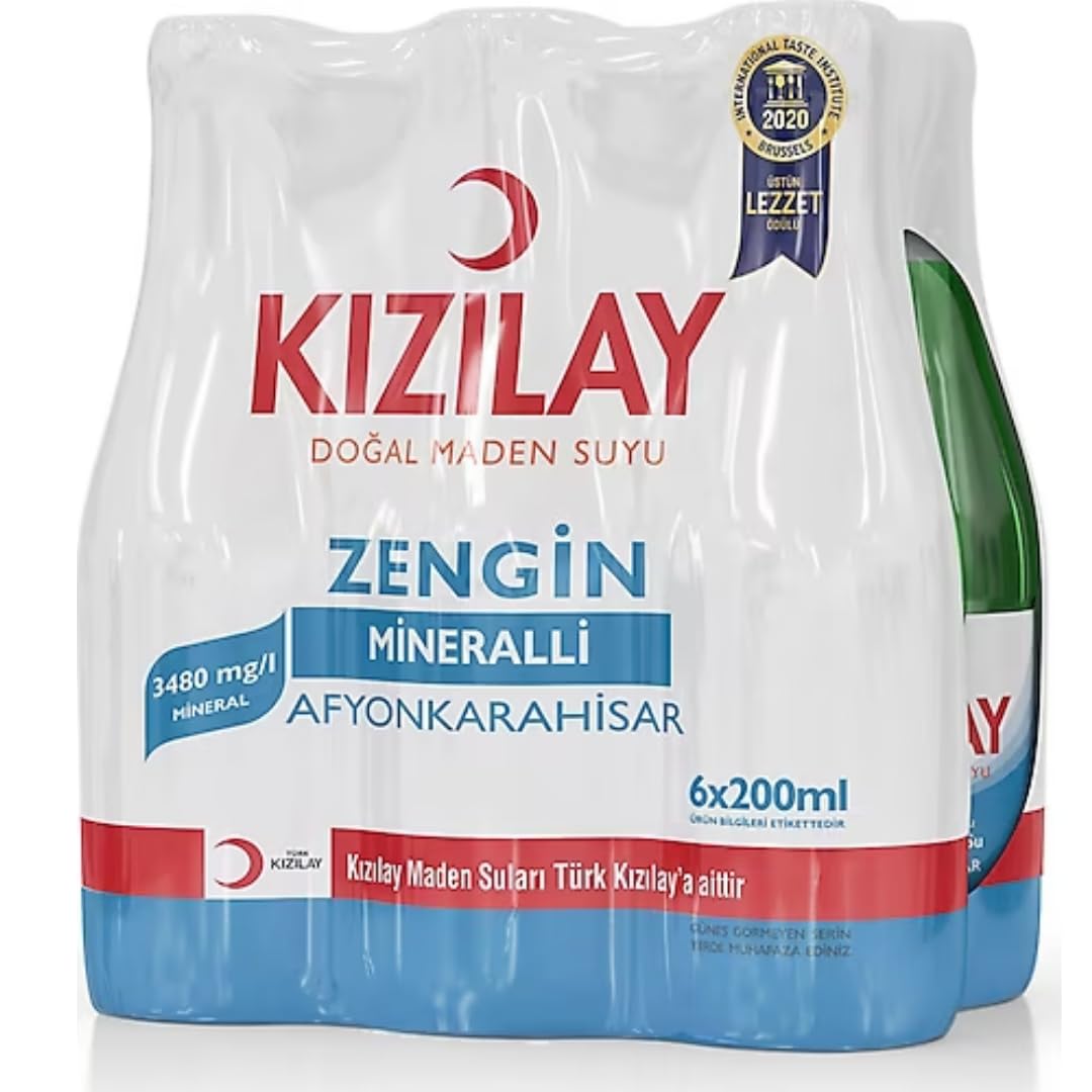 KIZILAY Natürliches Mineralwasser, reichhaltiges Mineralwasser mit Bikarbonat und Natrium 200 Milliliter x 48 Flaschen mit pufai grocery