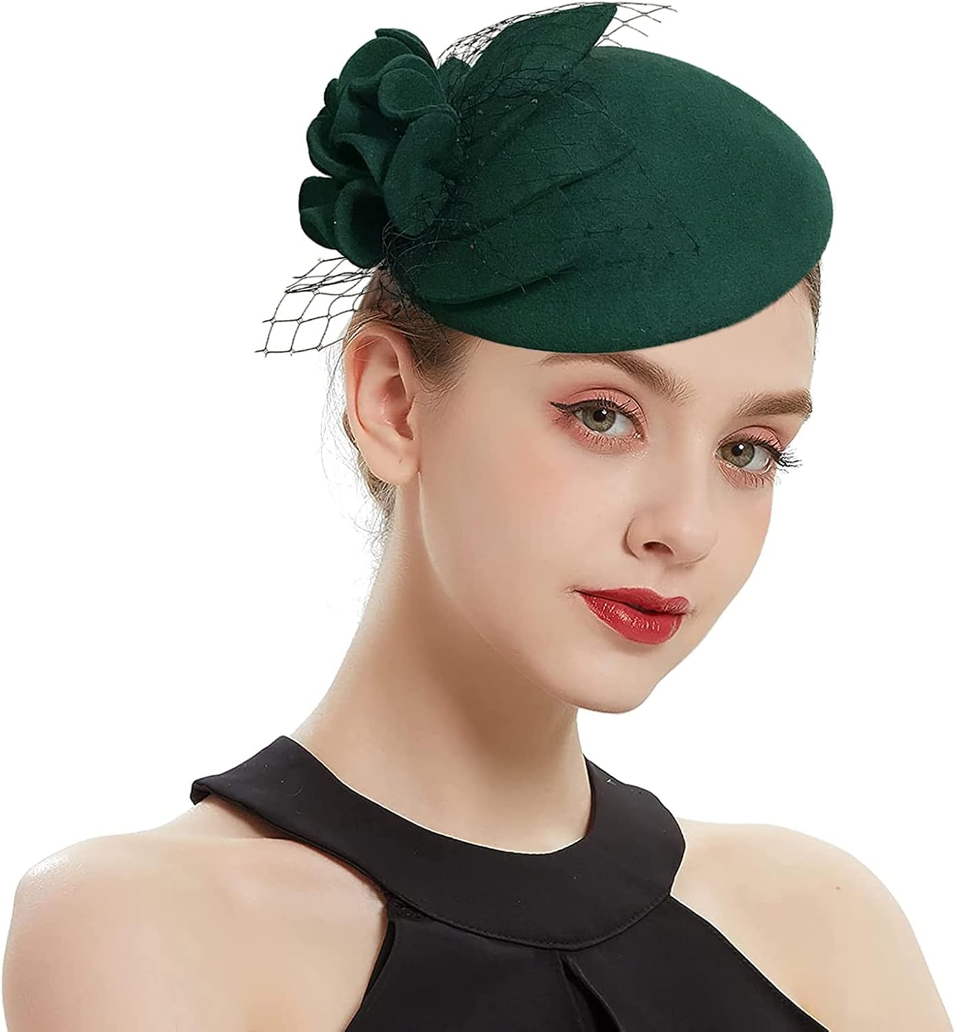 ORIDOOR British Style Pillbox Hat Women Church Wedding Winter Vintage Fascinator Beret 100% Wool Felt Hat with Veil - Image 2