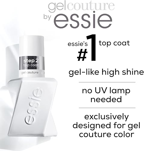 Miniatura 5 de essie Gel Couture - Capa superior con acabado de grado platino, 0.46 onzas (el embalaje puede variar) (paquete de 2)