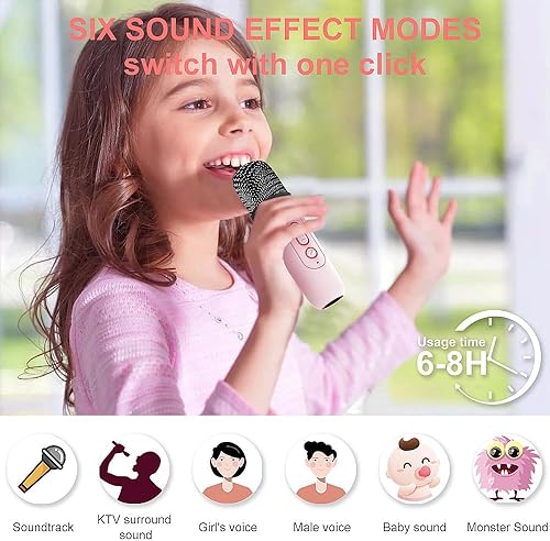 Miniatura 3 de Mini máquina de karaoke para niños, altavoz Bluetooth portátil con 1 micrófono inalámbrico de karaoke, juguetes musicales, regalos de cumpleaños de