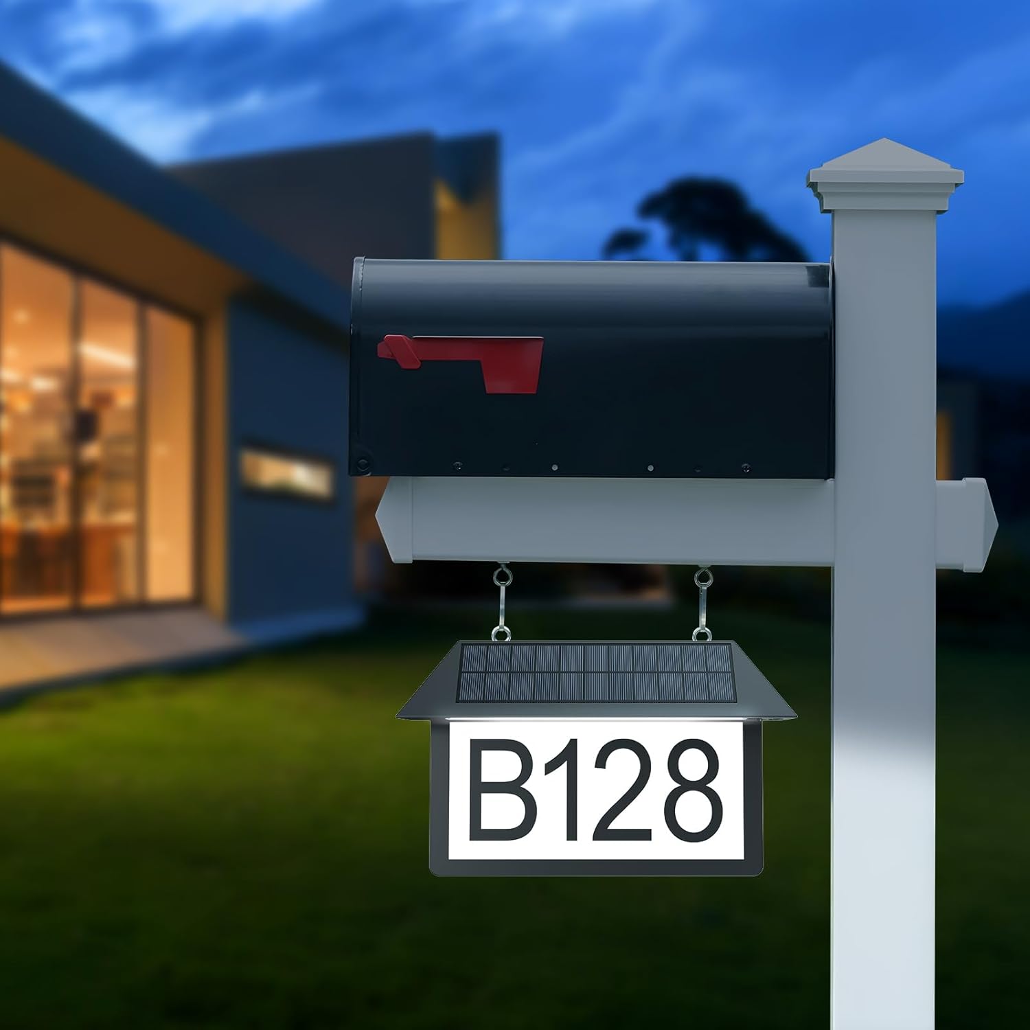 deerdance Solar Address Sign, House Numbers Sign for Outside 3 Color Temperature, High Brightness Address Numbers 300LM, Wall Mounted Address Plaque for Home Yard Street