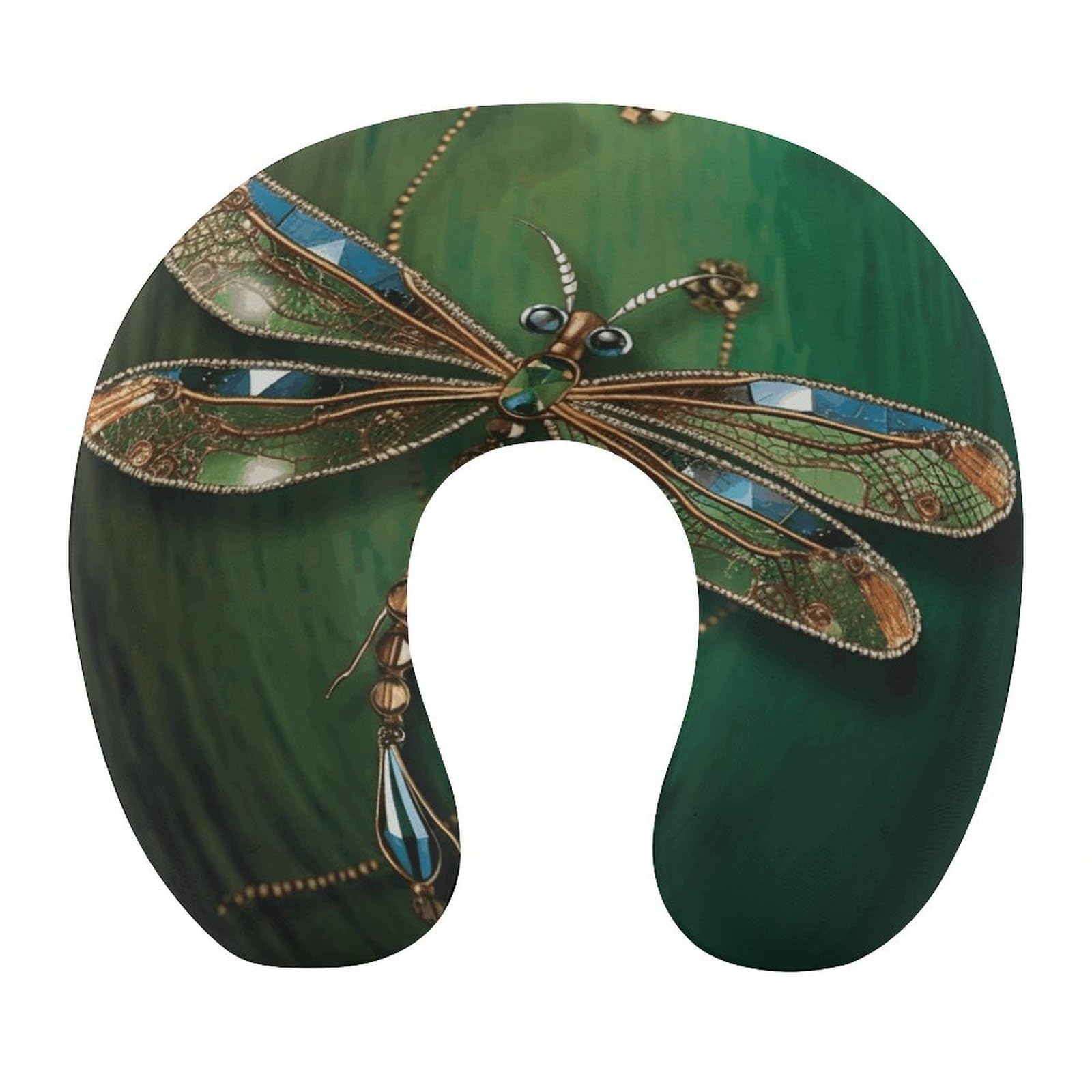 FekiLoot Jewel Dragonfly Travel Pillow,U Shaped Office Napping Pillow Support Neck and Head Comfortable Travel Neck Pillow U Shape Sleeping Essentials for Long Haul Flights