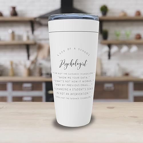 Miniatura 3 de Vaso blanco de psicología de 20 onzas – Divertido para psicólogo escolar – Famosa taza amante del café, graduación para psiquiatra, profesora,