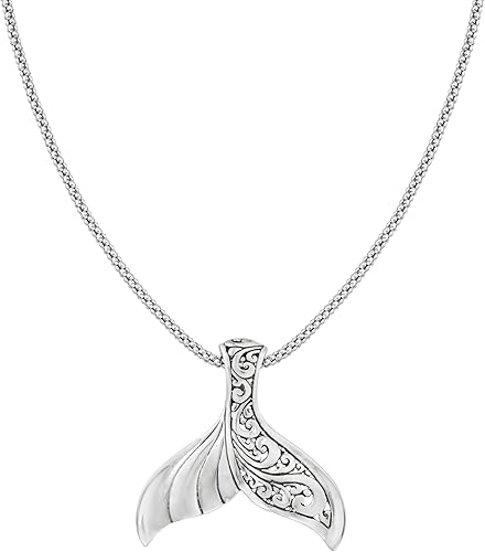 Miniatura 3 de Ross-Simons Collar con colgante de cola de ballena estilo Bali de plata de ley. 18 pulgadas, Plata esterlina