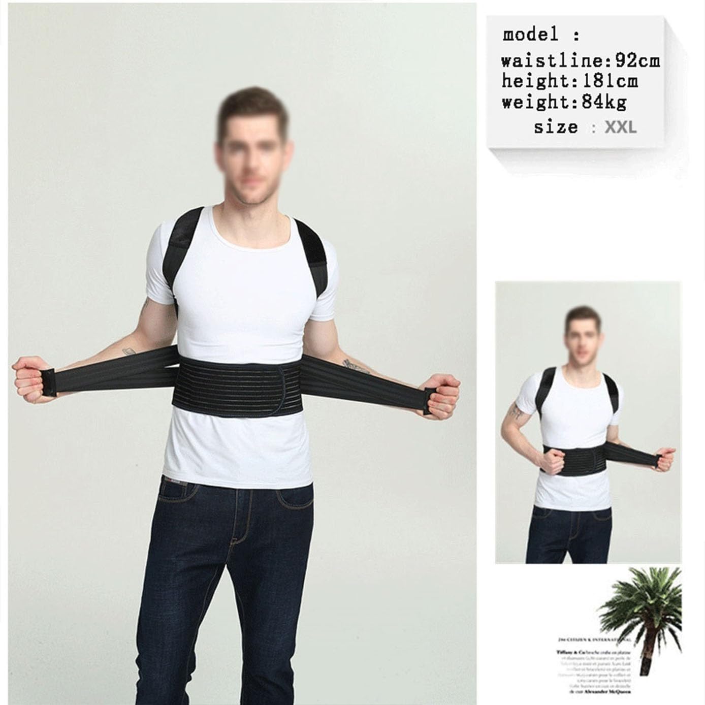 M-5XL Grande Taille Correcteur De Posture for Hommes Et Femmes Ceinture De Soutien Lombaire Décompression du Cou Épaules Soulagement Douleur Ceinture Colonne Vertébrale(4XL)