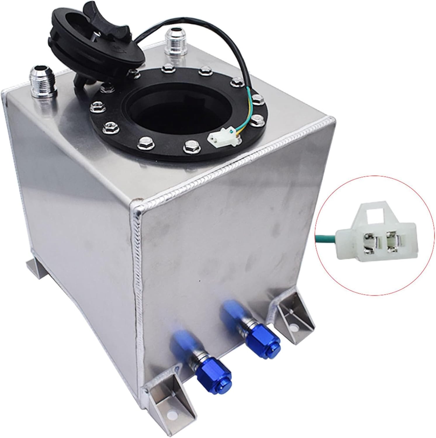 Fuel Cell Tank Aluminum Polished Universal 2.5 Gallon 9.5L with Level Sender