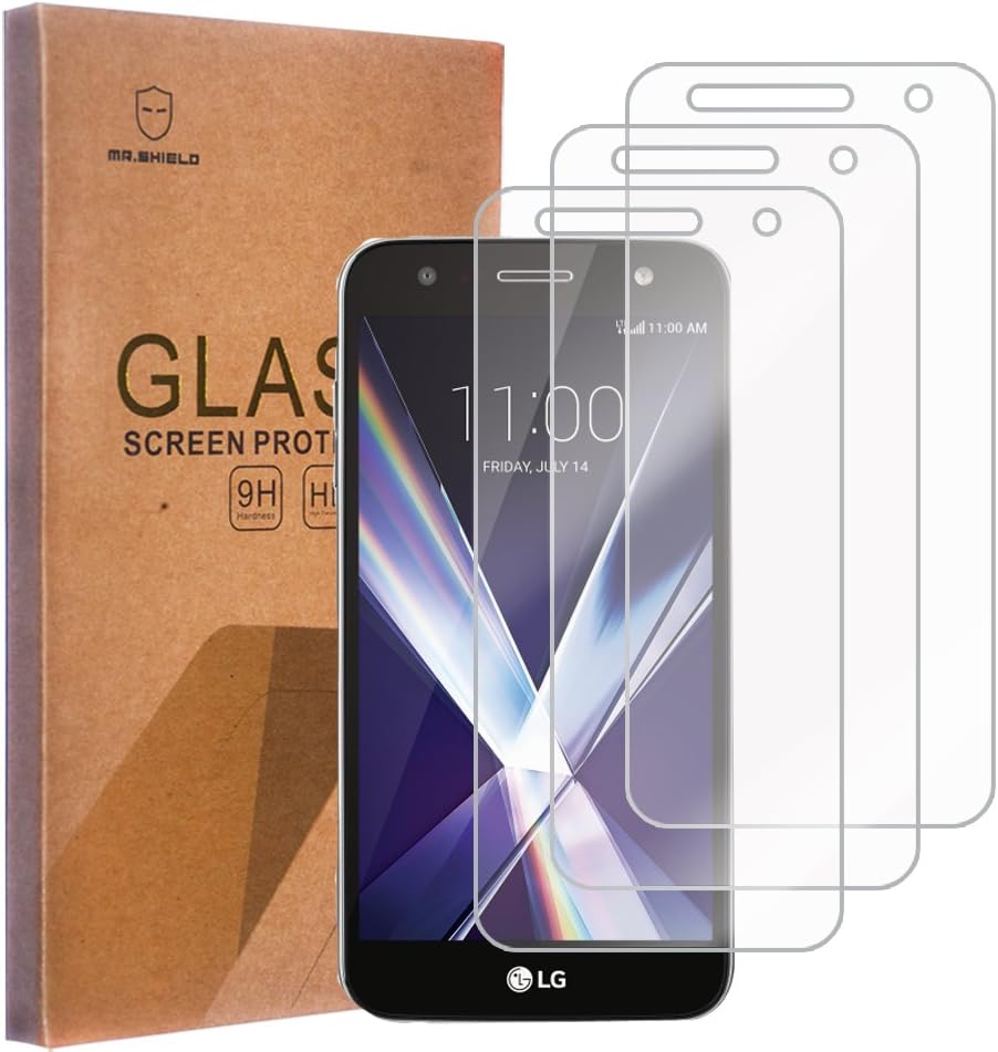 Mr.Shield [3-PACK] Designed For LG X Charge [Tempered Glass] Screen Protector [0.3mm Ultra Thin 9H Hardness 2.5D Round Edge] with Lifetime Replacement