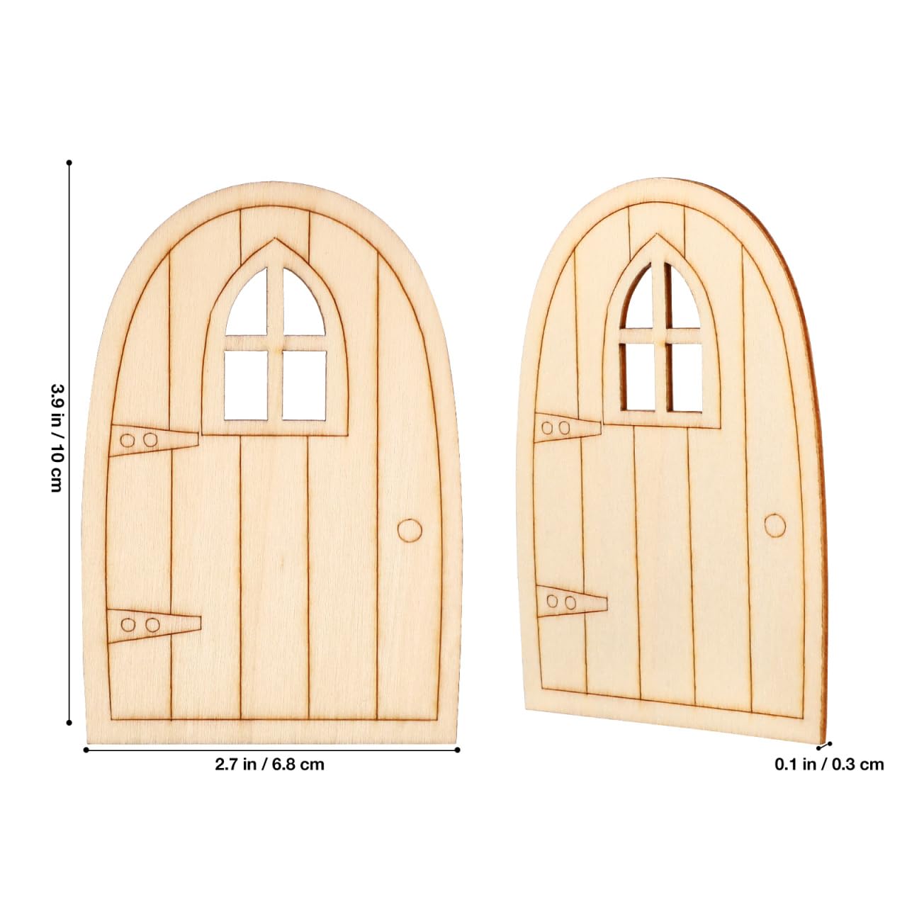 PartyKindom 36Pcs Mini Wooden Fairy Doors Unpainted Craft Ornaments with Rounded Corners for Garden Decorations Fairy Garden Accessories DIY Home and Office Decor - Image 3
