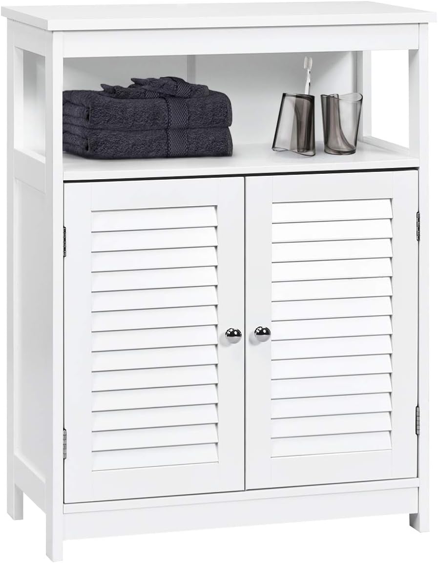 White MDF Living Room Cabinet with Adjustable Shelving