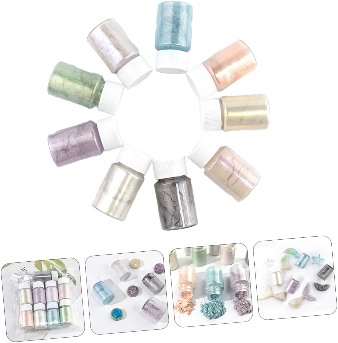 9pcs Mica Powder Set for DIY Crafts Handmade Makeup and Resin Art Dazzling Pearlescent Pigments for Soap Making Nail Polish and Candle Crafting