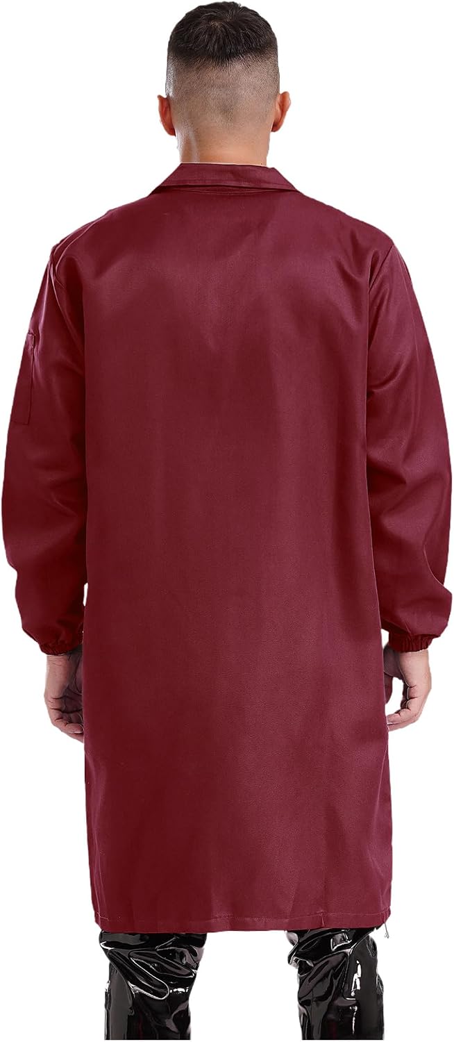 Unisex Mens Womens Work Coat Long Sleeve Front Button Lab Coat Jackets for Mechanical Workwear