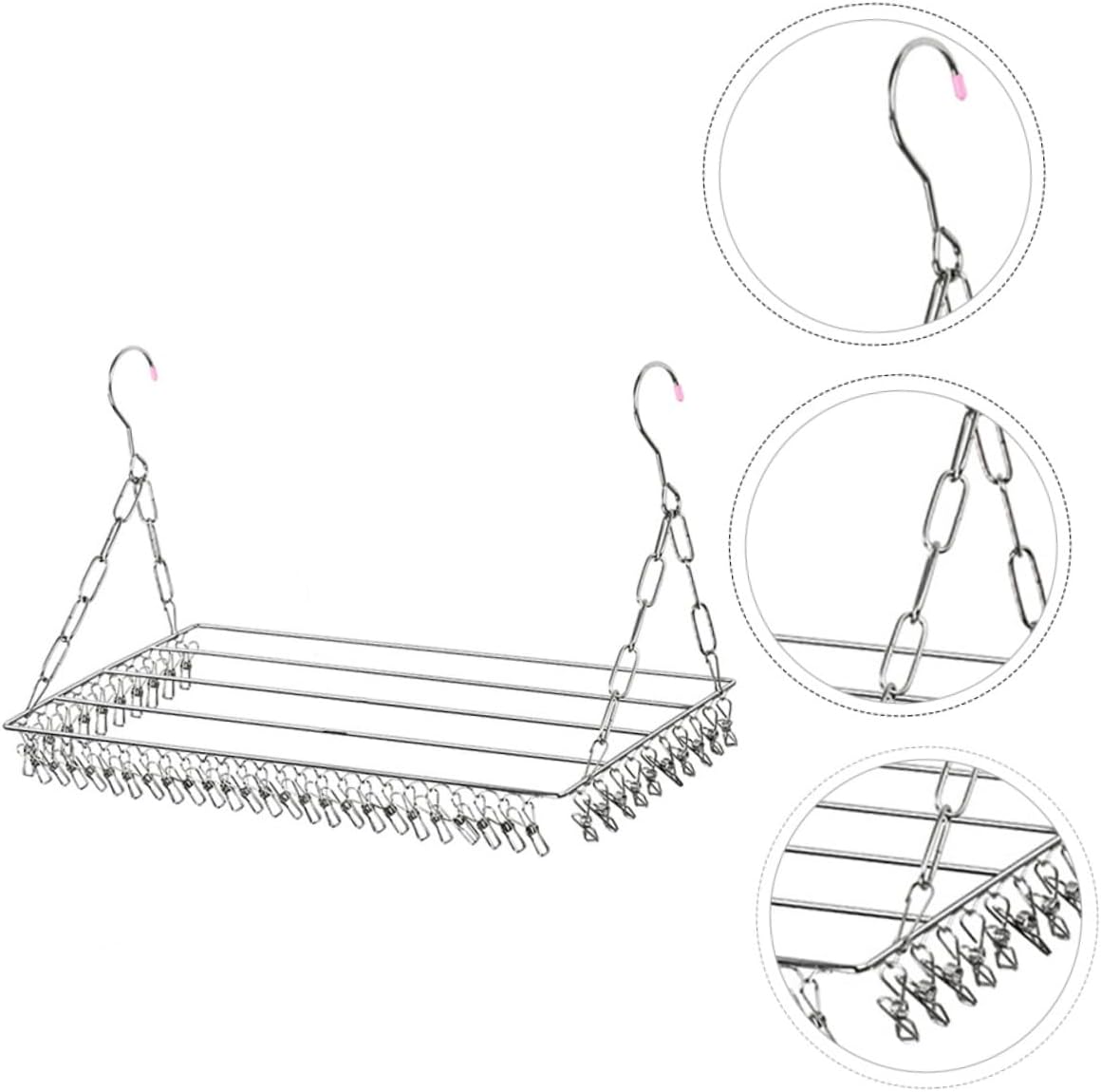 Kichvoe Stainless Steel Balcony Drying Rack Thickened Solid Welding Multifunctional Socks Underwear Pants Hanger with Large Capacity for Towels Leggings Hosiery and More