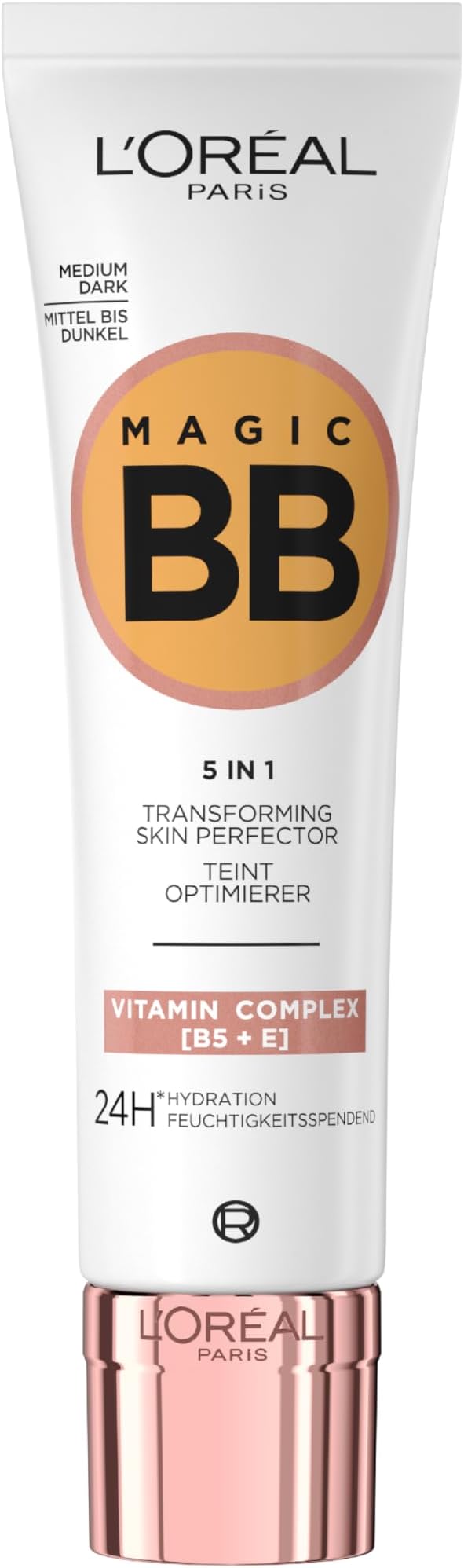 L'Oréal Paris Magic BB Cream with SPF 20, 5-in-1 Skin Tint with Vitamin B5 and Vitamin E, Lightweight Hydrating Formula Adapts to Skin Tone for a Natural Glowy Finish, 30 ml, Shade: 05 Medium Dark