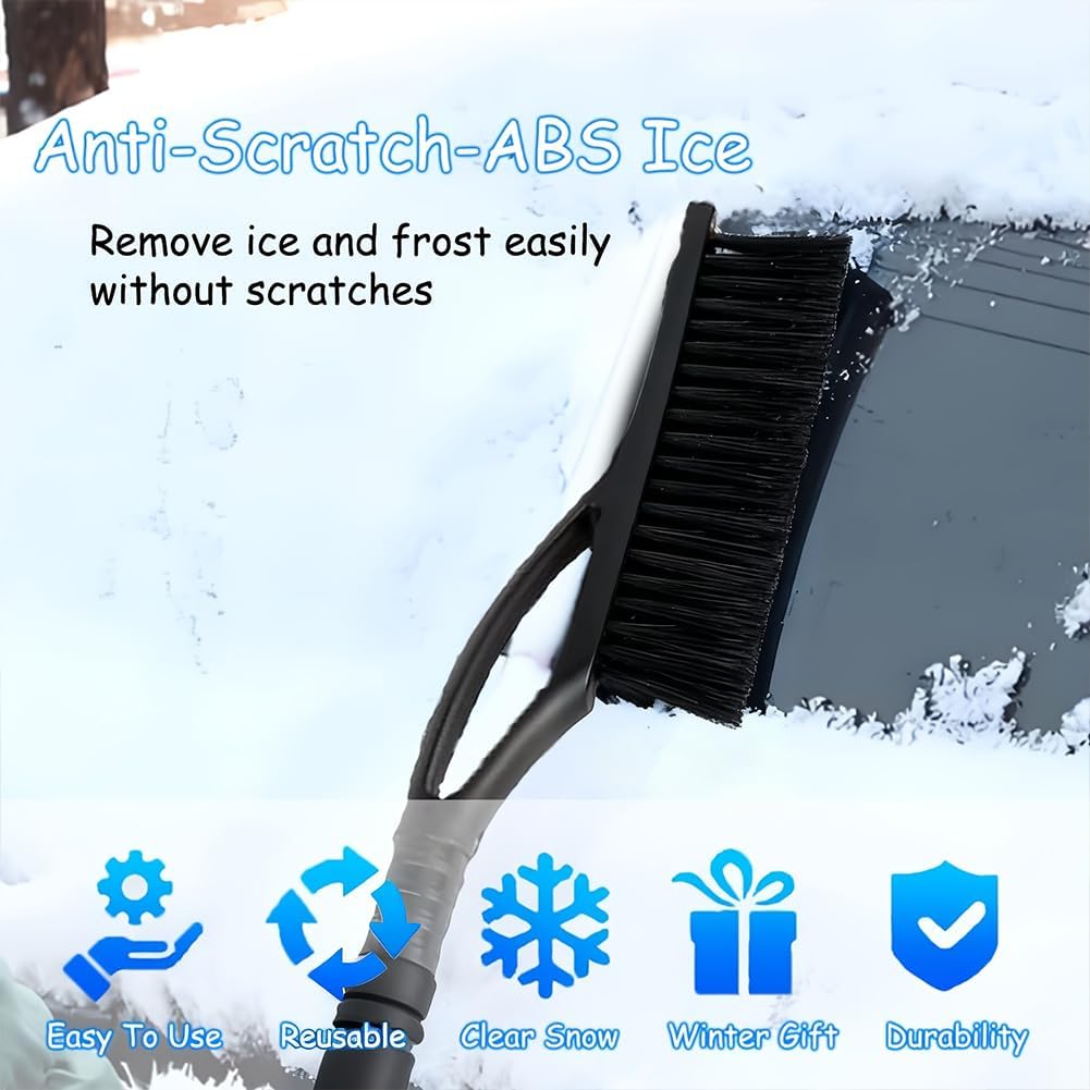 24 Car Snow Brush and Ice Scrapers for Car Windshield, Detachable Snow Scrapers Car Accessories - Black