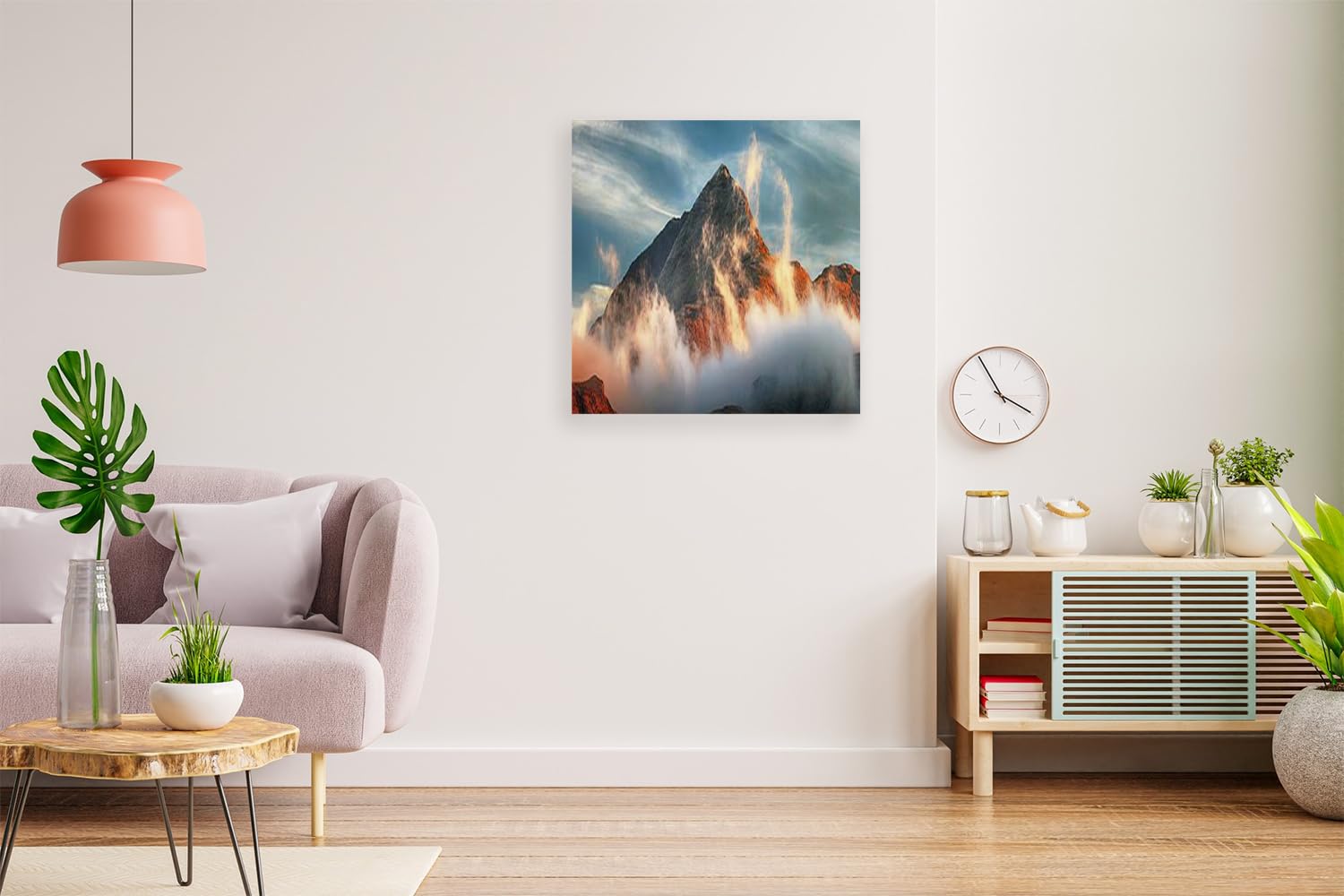 VERRE ART Printed Framed Canvas Painting for Home Decor Office Wall Studio Wall Living Room Decoration (14x14inch Wrapped) - Ben Lomond Misty Sunset