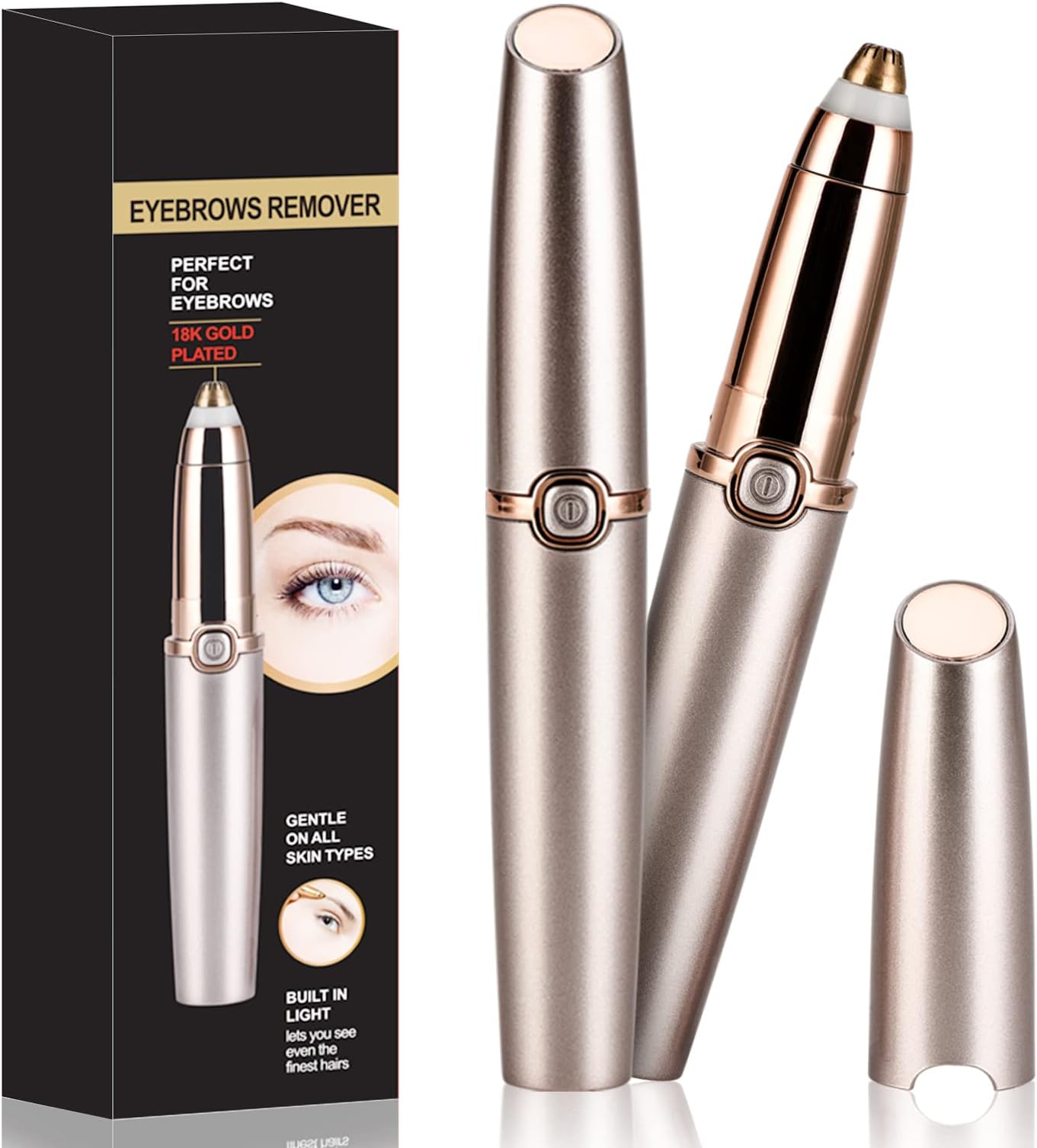 Rechargeable Eyebrow Hair Remover Facial Hair Remove, USB Charging Electric Eyebrow Trimmer for Women, Painless Eyebrow Razor Tool with LED Light for Face Lips Nose