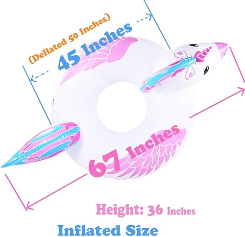 Vista 4 de Inflatable Flamingo Pool Float Tube for Party, Inflatable Raft Pool Toys, Pool Float for Adults and Kids Blanco