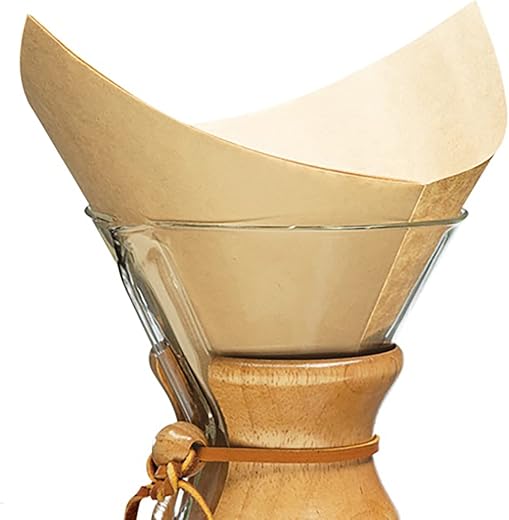 Chemex Square Natural Fiber Coffee Filters (100ct Box) Seamless, Folded (FSU-100)