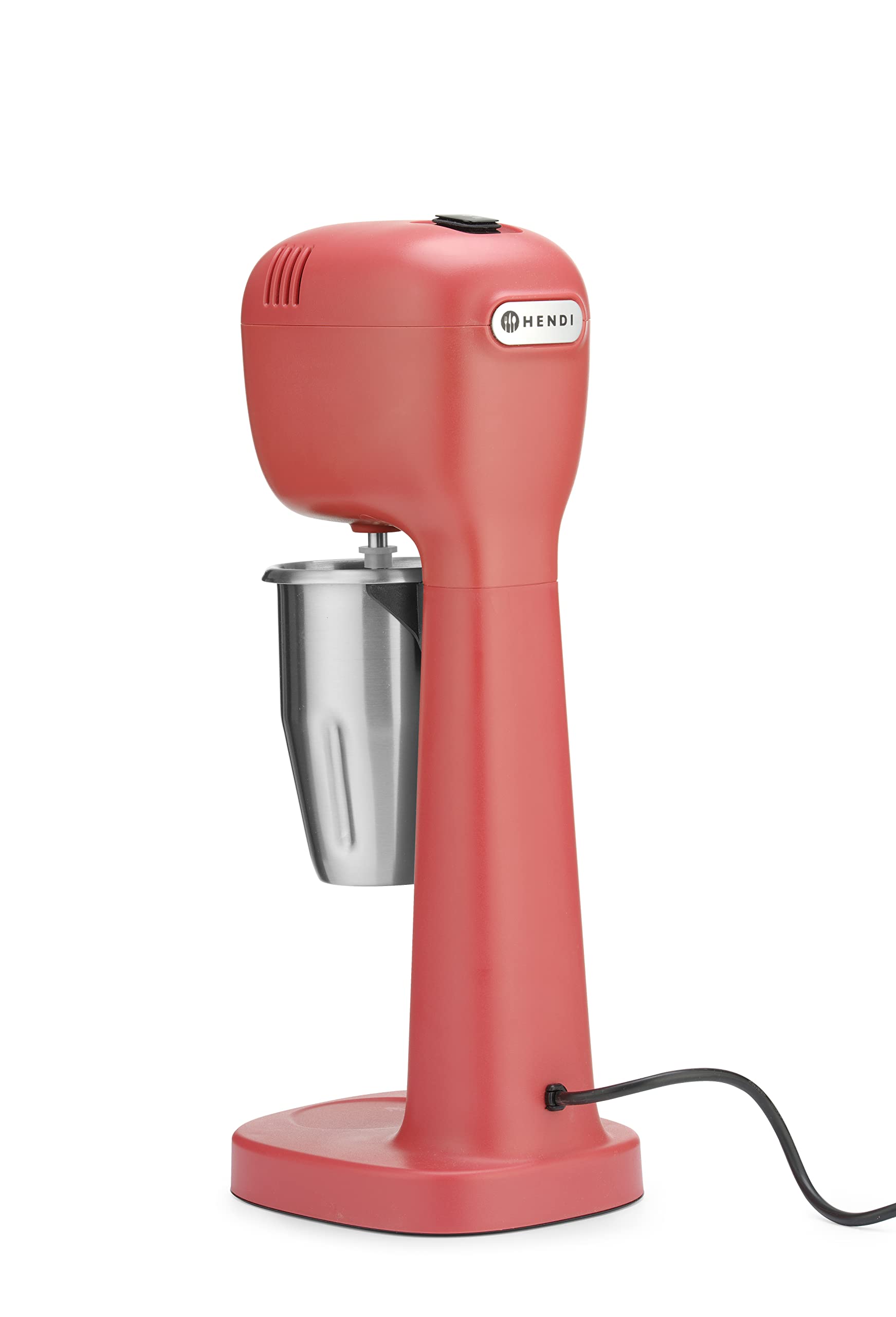 HENDI Mixeur Professionnel de Boissons, Aérateur de Boissons Légères, Frappés, Cappuccinos Glacés, 2 Gobelets et 4 Agitateurs Inclus, 230V/400W, 170x196x(H)490mm, Rouge