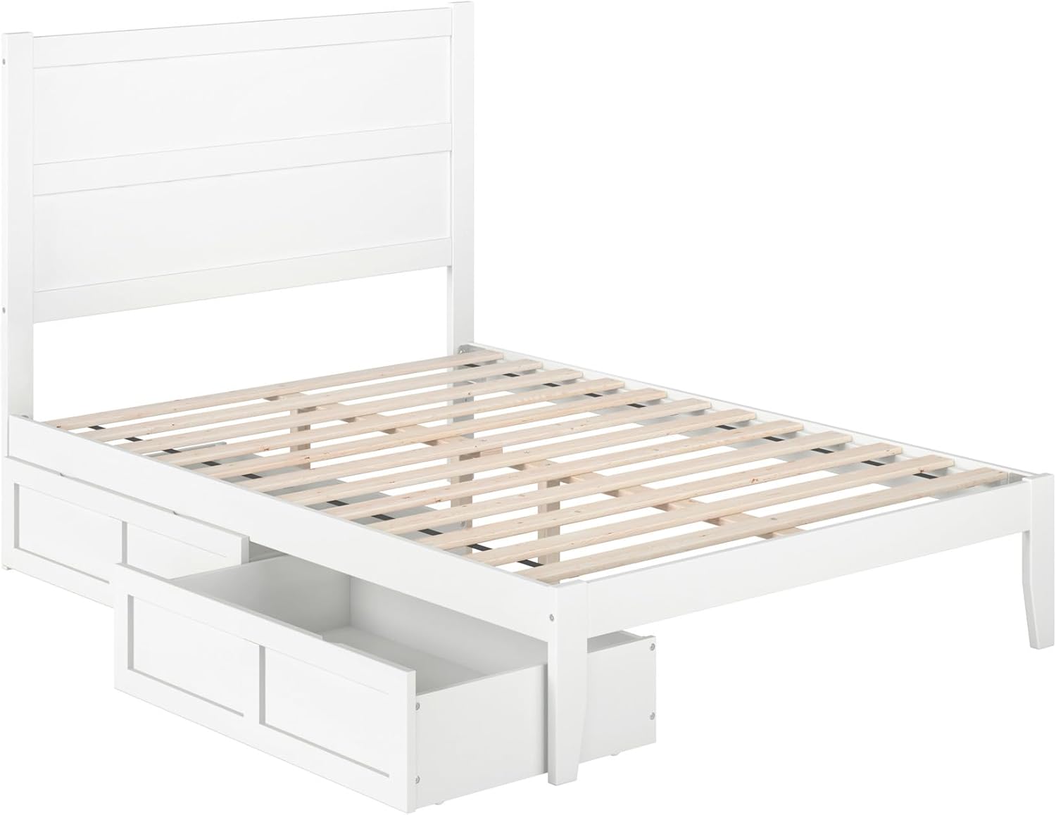 AFI, NoHo Full Platform Bed with Storage Drawers and Attachable USB Charger, White